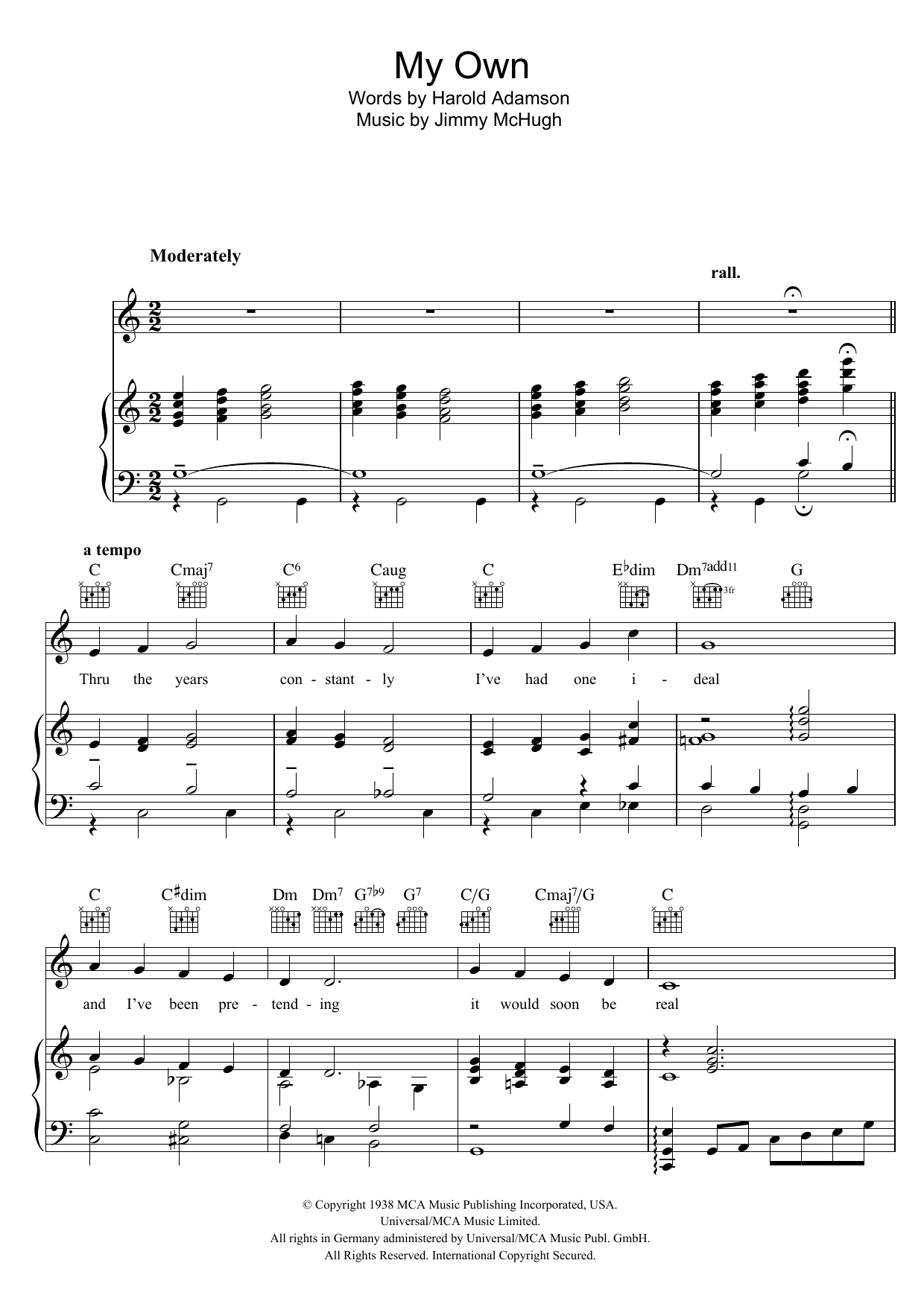 My Own (Piano, Vocal & Guitar Chords) von Deanna Durbin