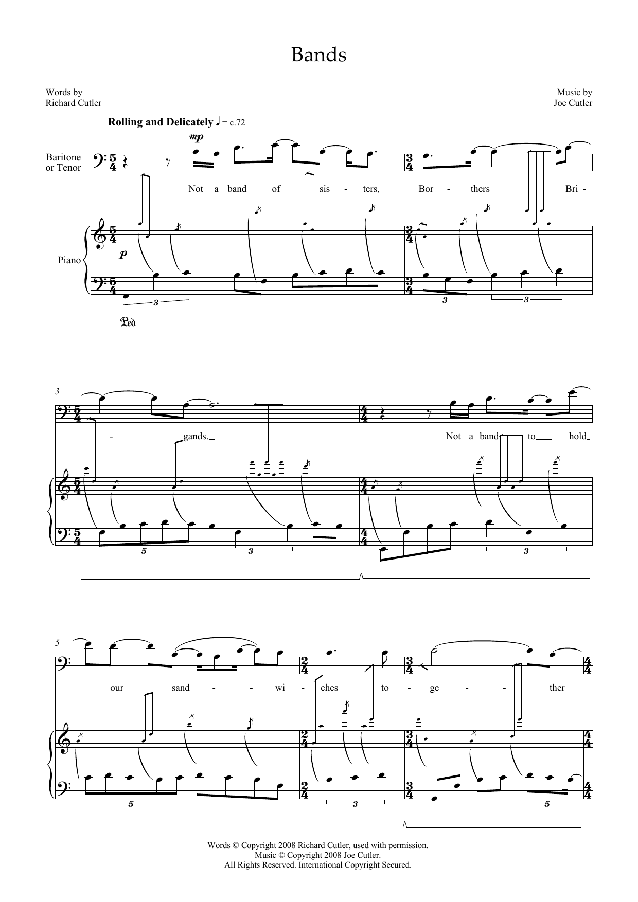 Bands (for tenor and piano) (Piano & Vocal) von Joe Cutler