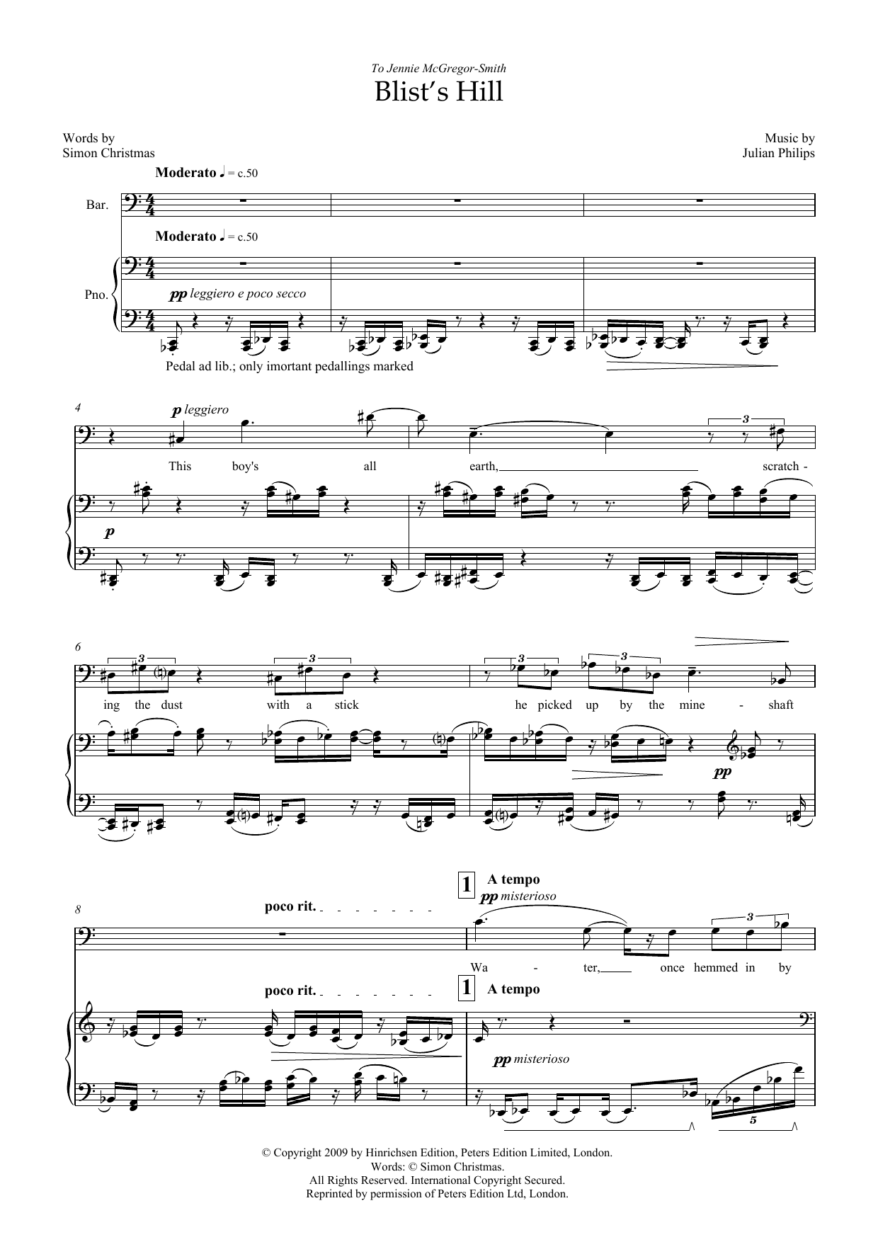 Blist's Hill (for baritone and piano) (Piano & Vocal) von Julian Philips