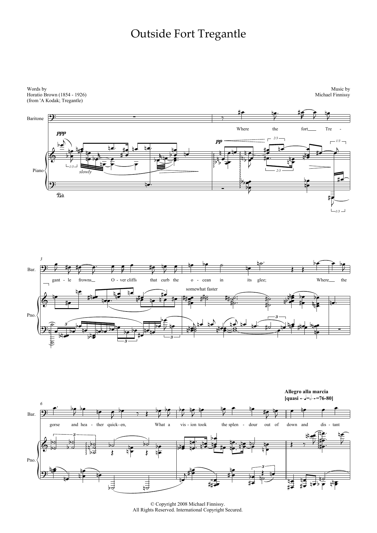 Outside Fort Tregantle (for baritone and piano) (Piano & Vocal) von Michael Finnissy