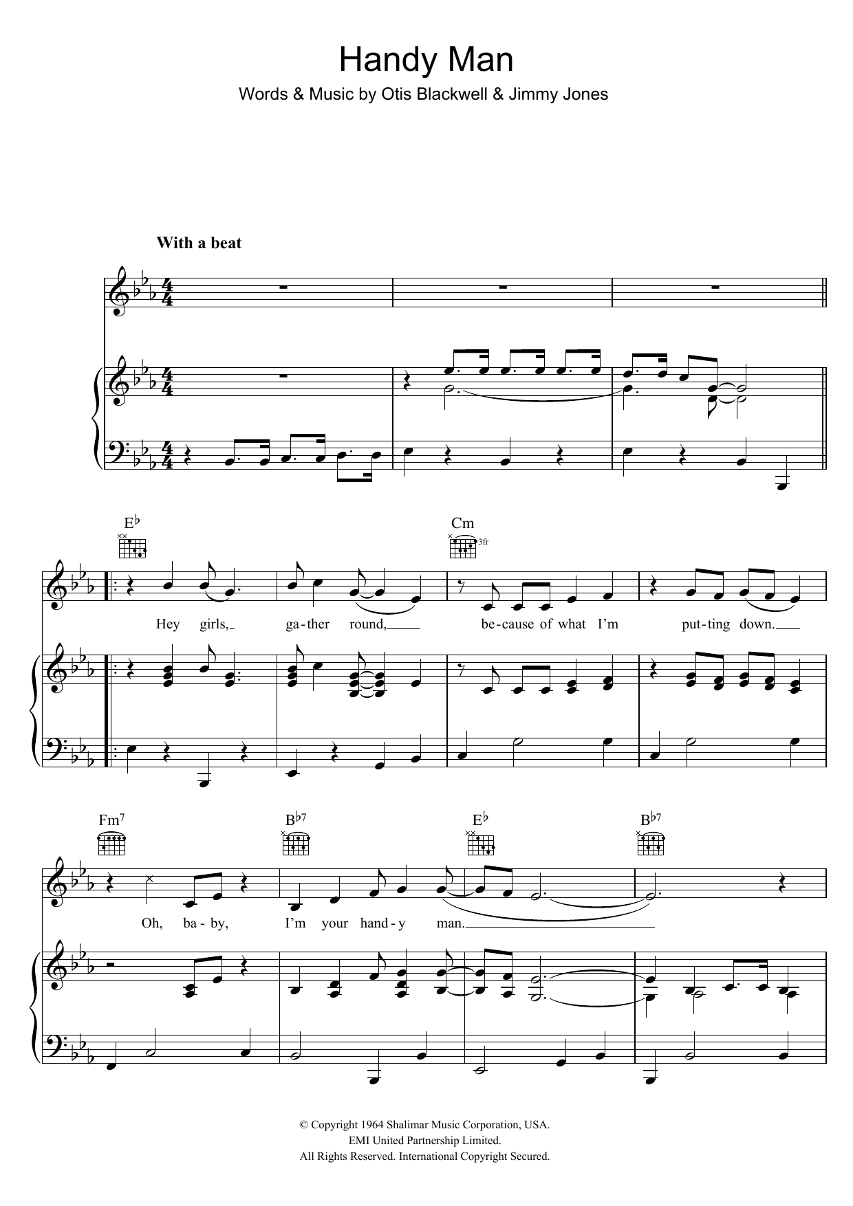 Handy Man (Piano, Vocal & Guitar Chords) von Jimmy Jones