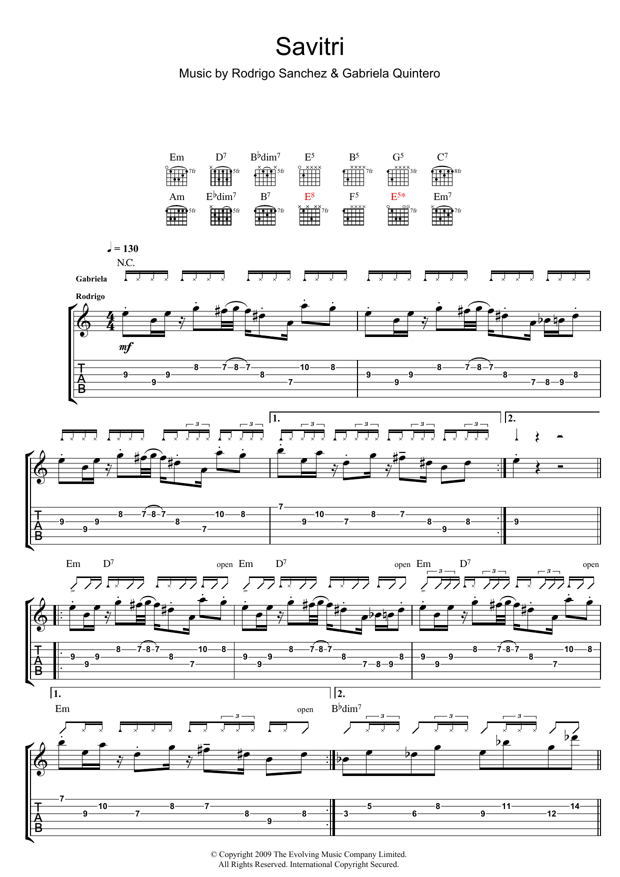 Savitri (Guitar Tab) von Rodrigo y Gabriela