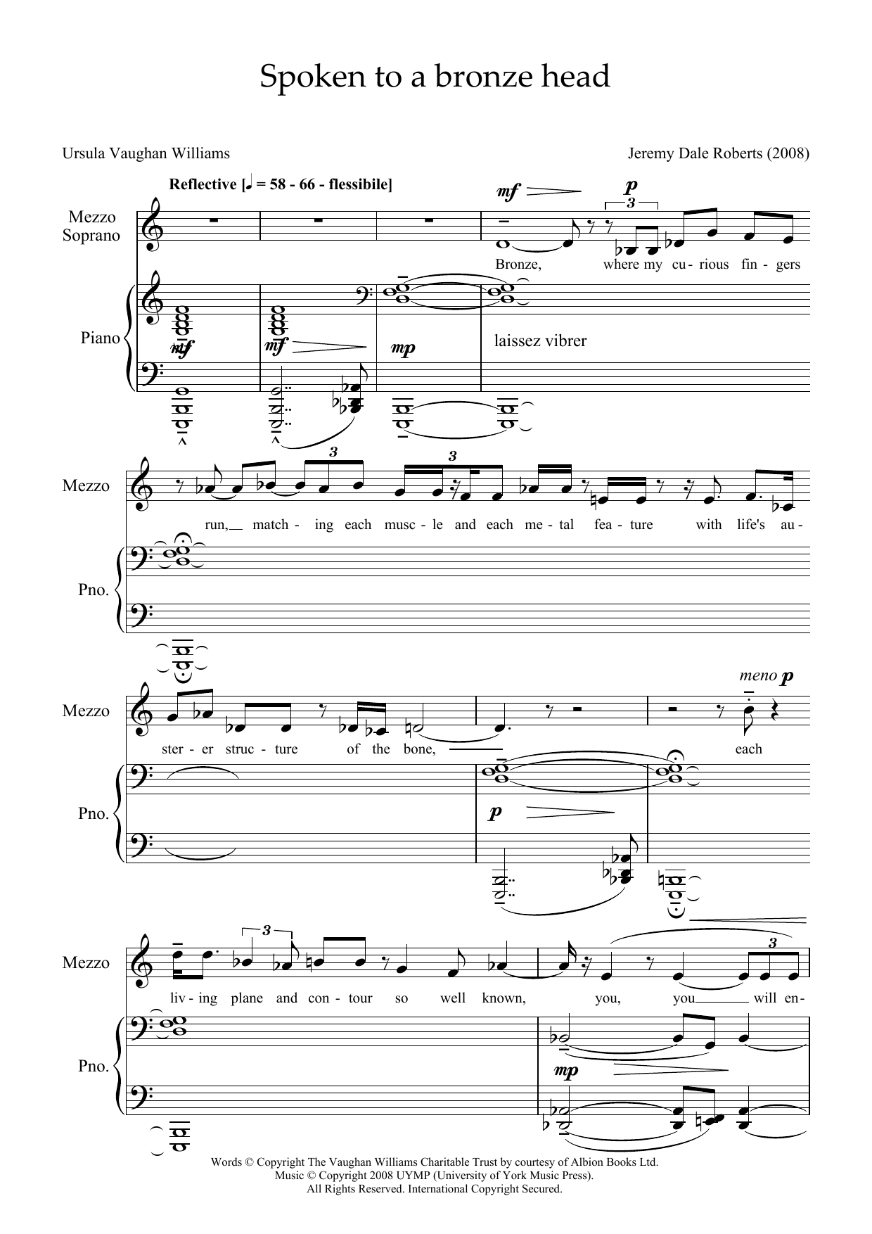 Spoken to a Bronze Head (for mezzo-soprano and piano) (Piano & Vocal) von Jeremy Dale Roberts