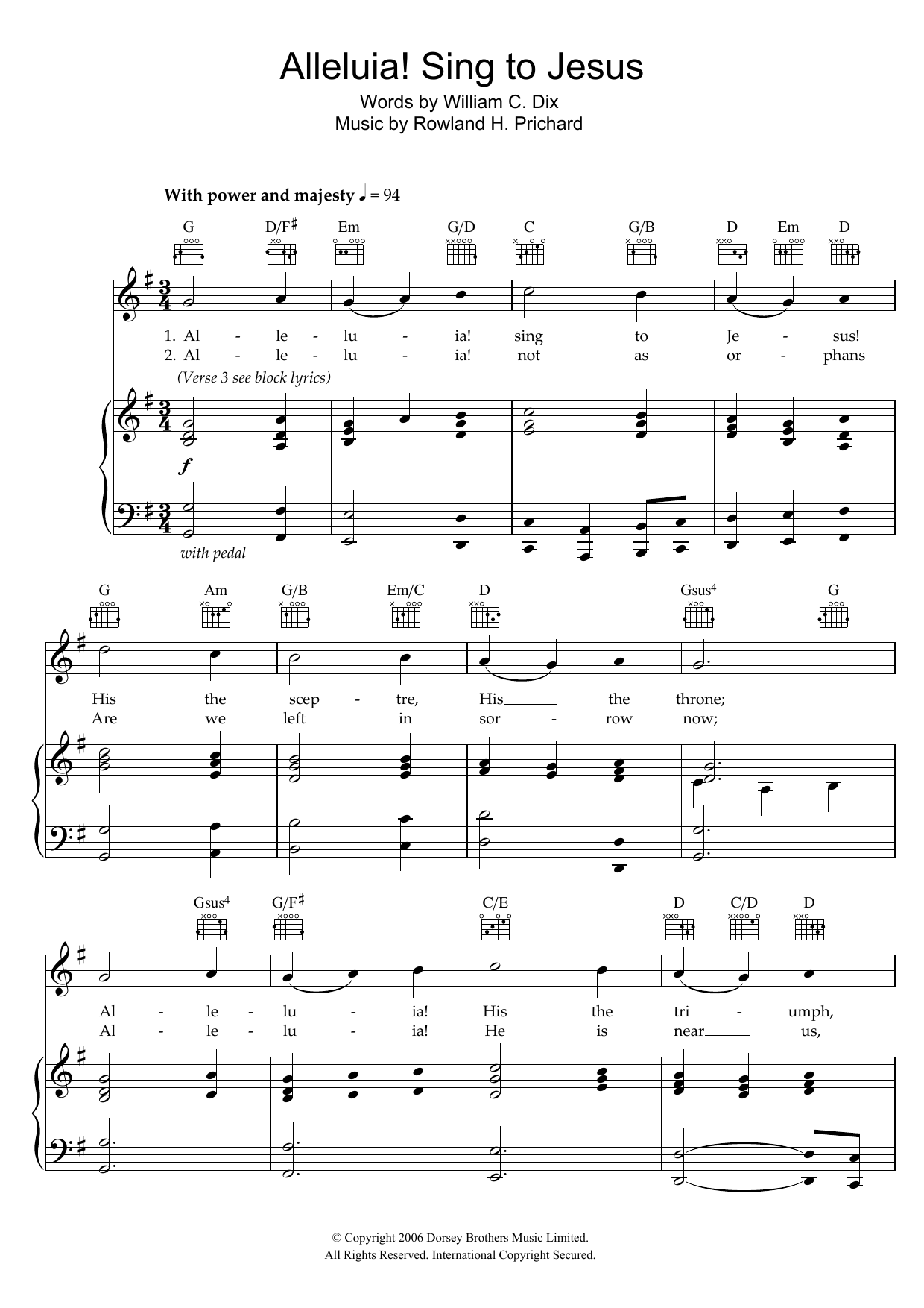 Alleluya, Sing To Jesus (Piano, Vocal & Guitar Chords) von William C. Dix