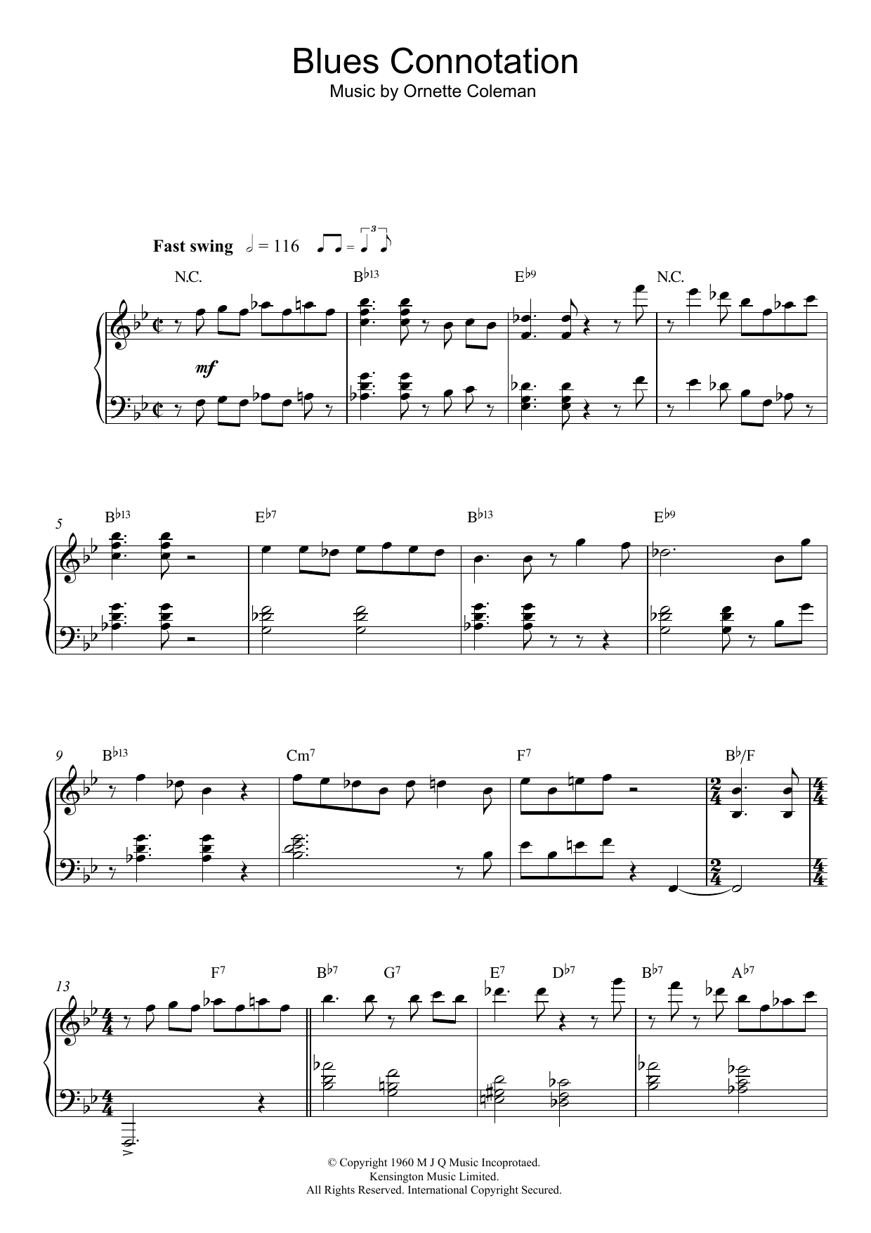 Blues Connotation (Piano Solo) von Ornette Coleman