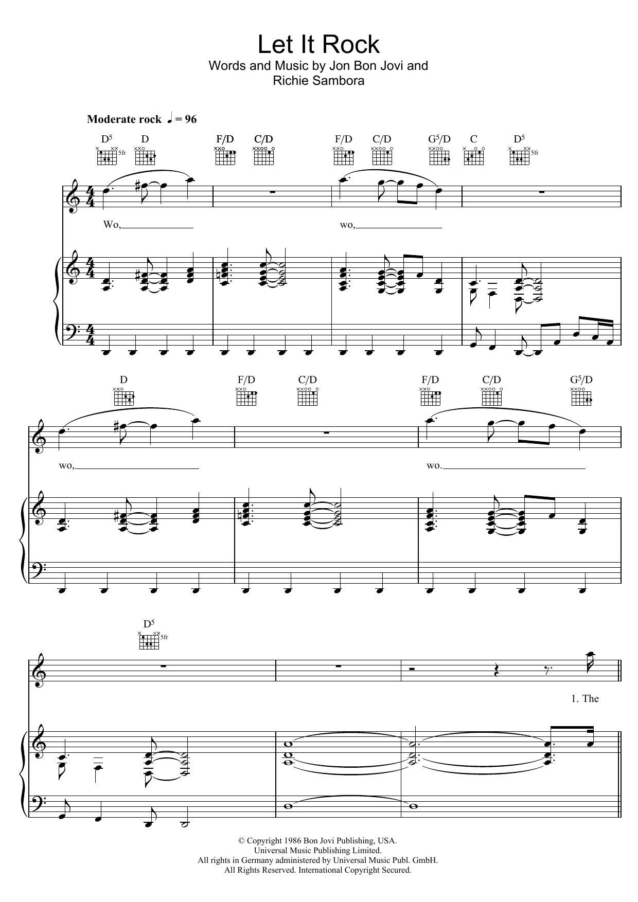 Let It Rock (Piano, Vocal & Guitar Chords) von Bon Jovi