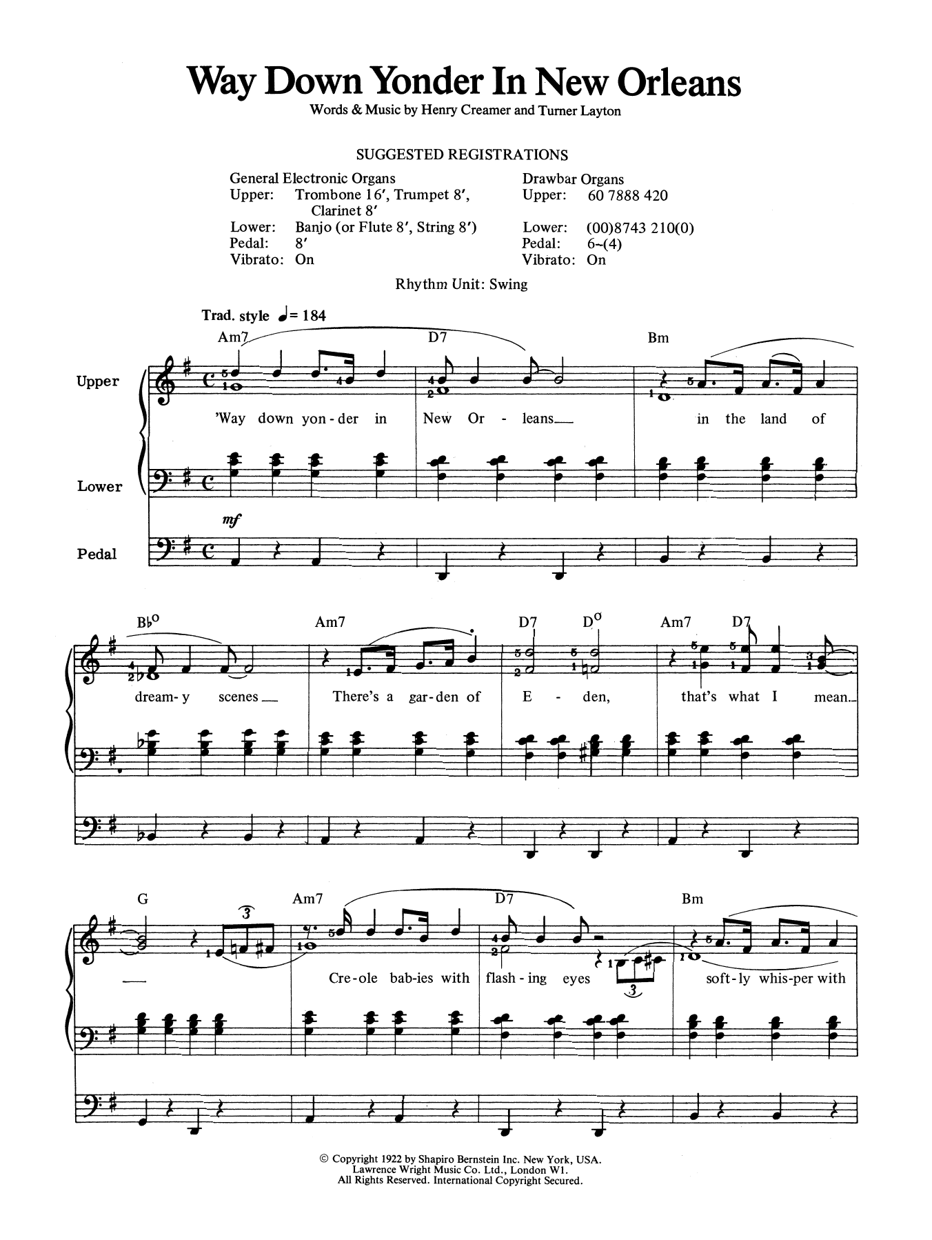 Way Down Yonder In New Orleans (Organ) von Louis Armstrong