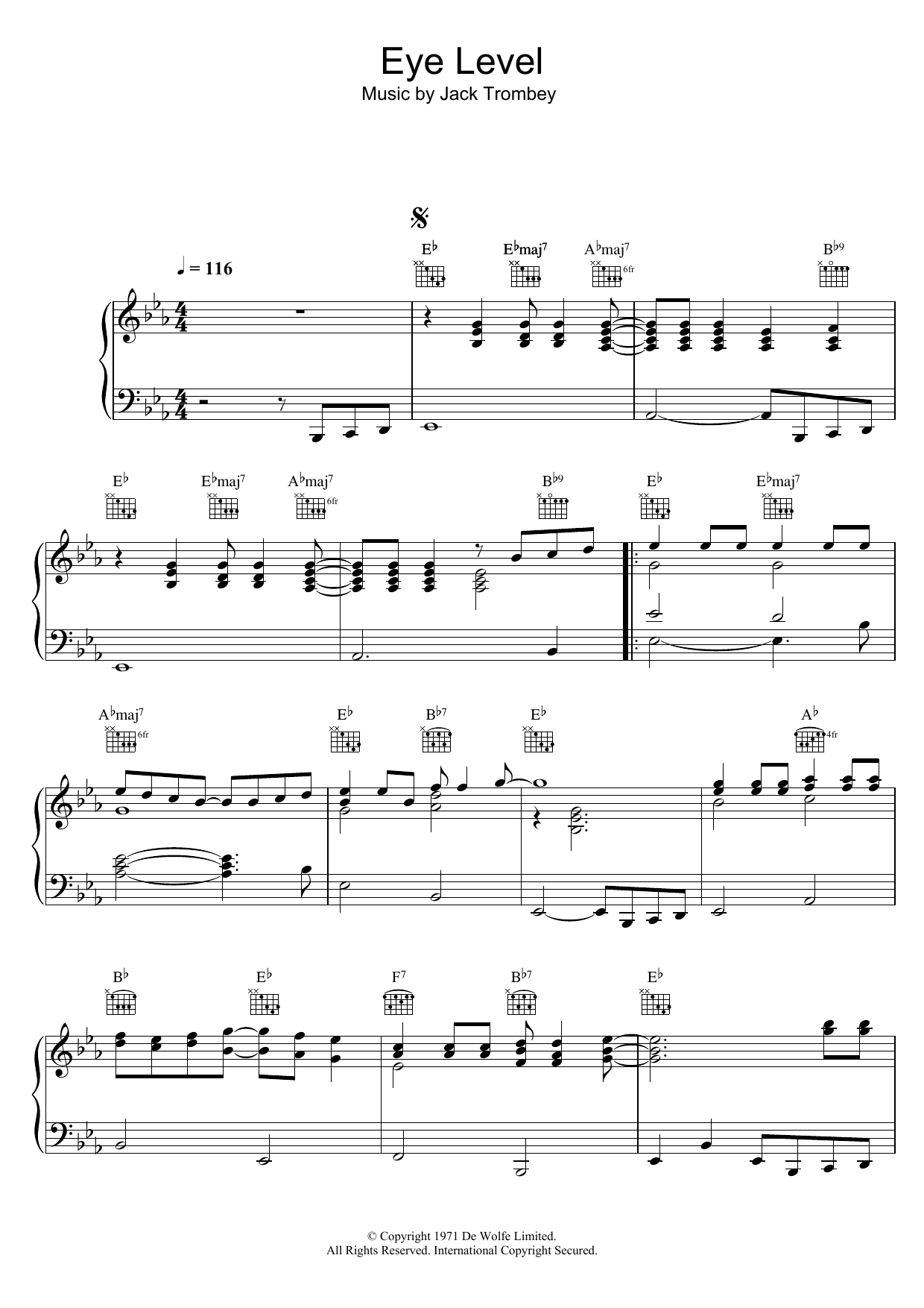 Eye Level (theme from Van Der Valk) (Piano Solo) von Jack Trombey