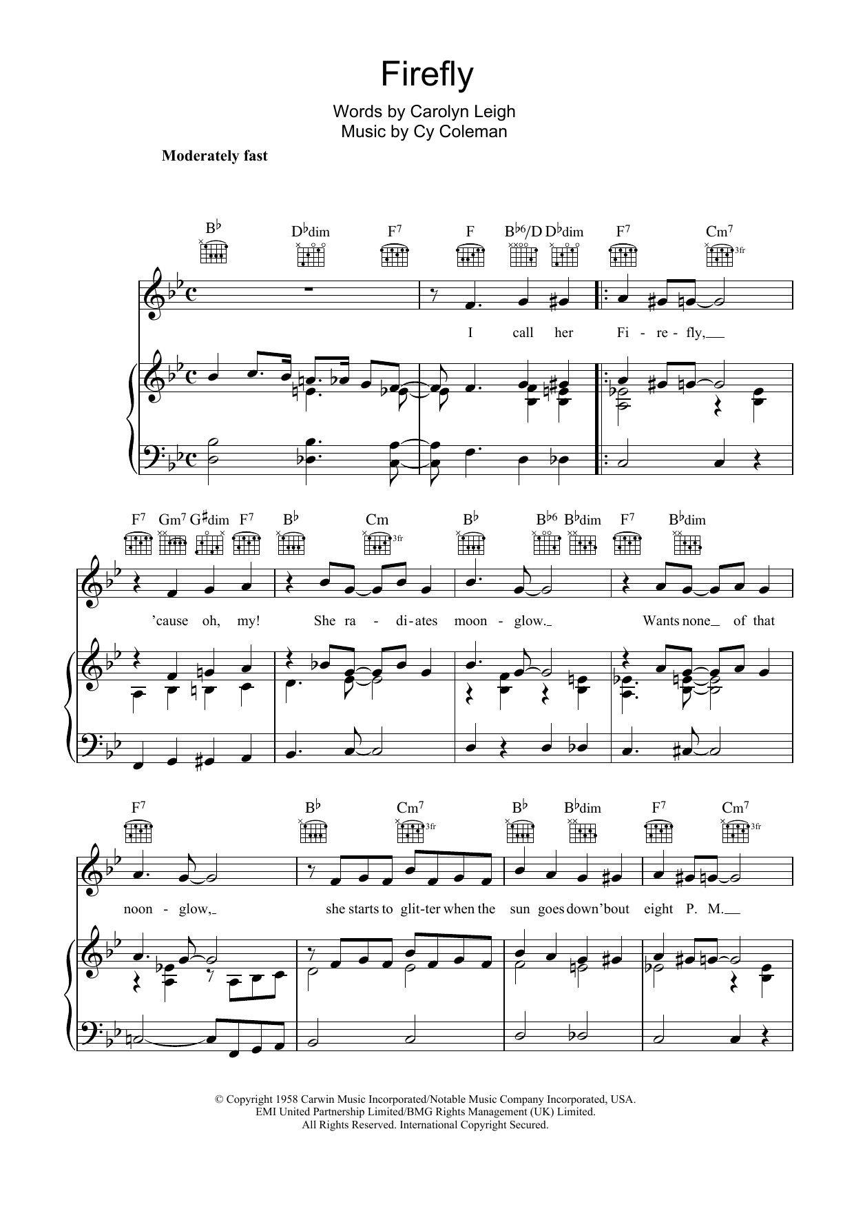 Firefly (Piano, Vocal & Guitar Chords) von Tony Bennett
