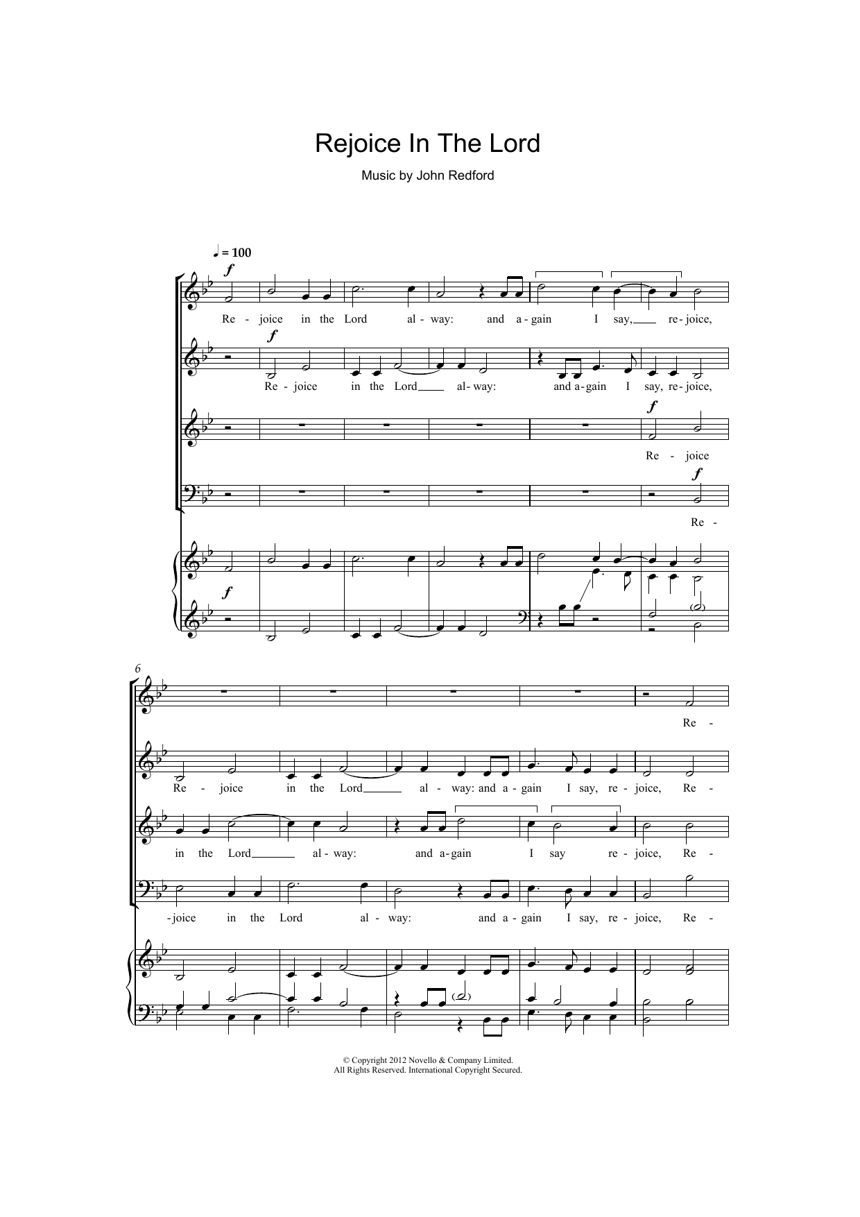 Rejoice In The Lord (SATB Choir) von John Redford
