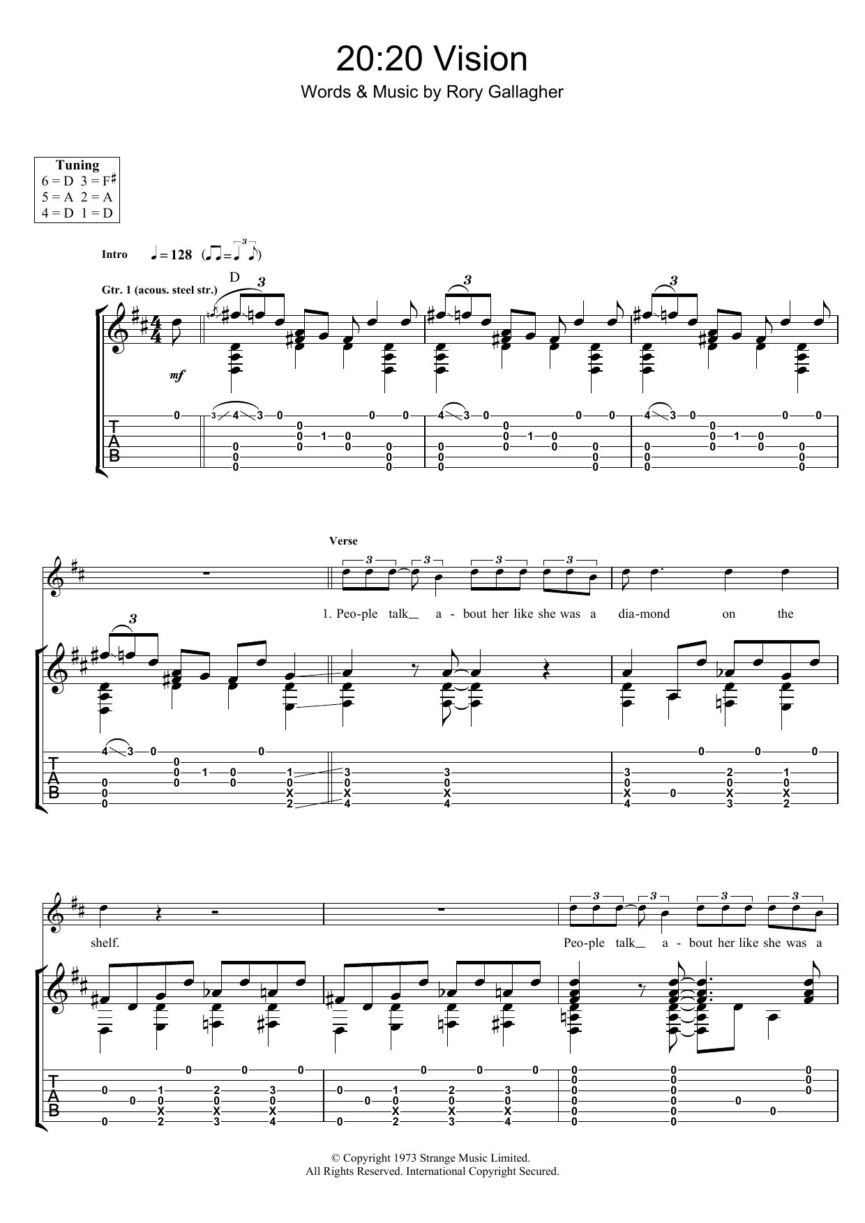 Twenty Twenty Vision (Guitar Tab) von Rory Gallagher