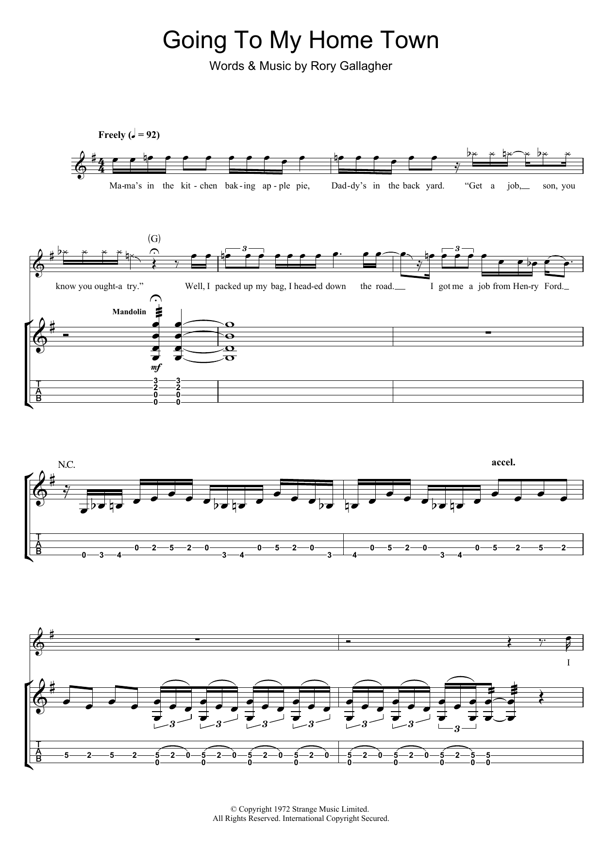 Going To My Home Town (Guitar Tab) von Rory Gallagher