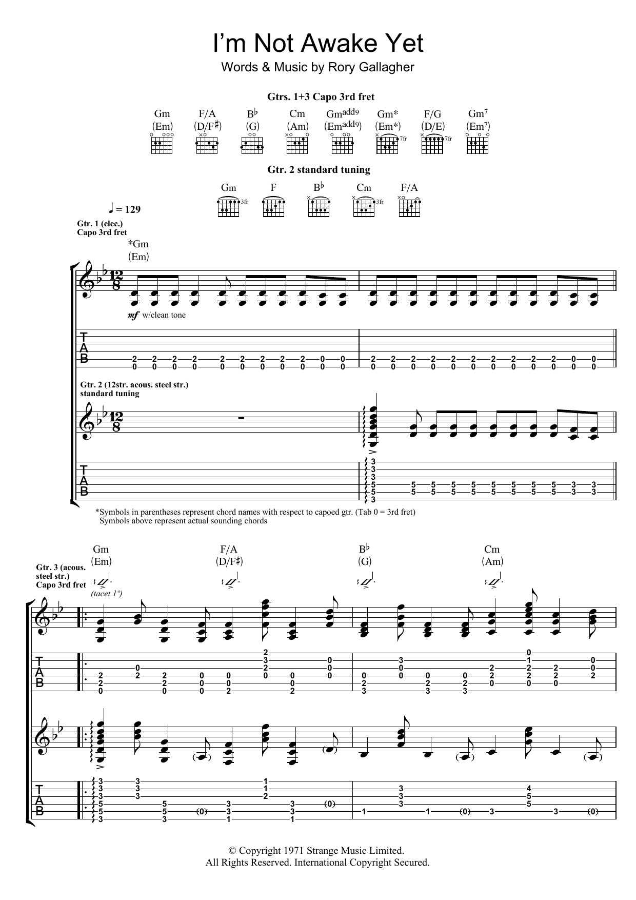 I'm Not Awake Yet (Guitar Tab) von Rory Gallagher