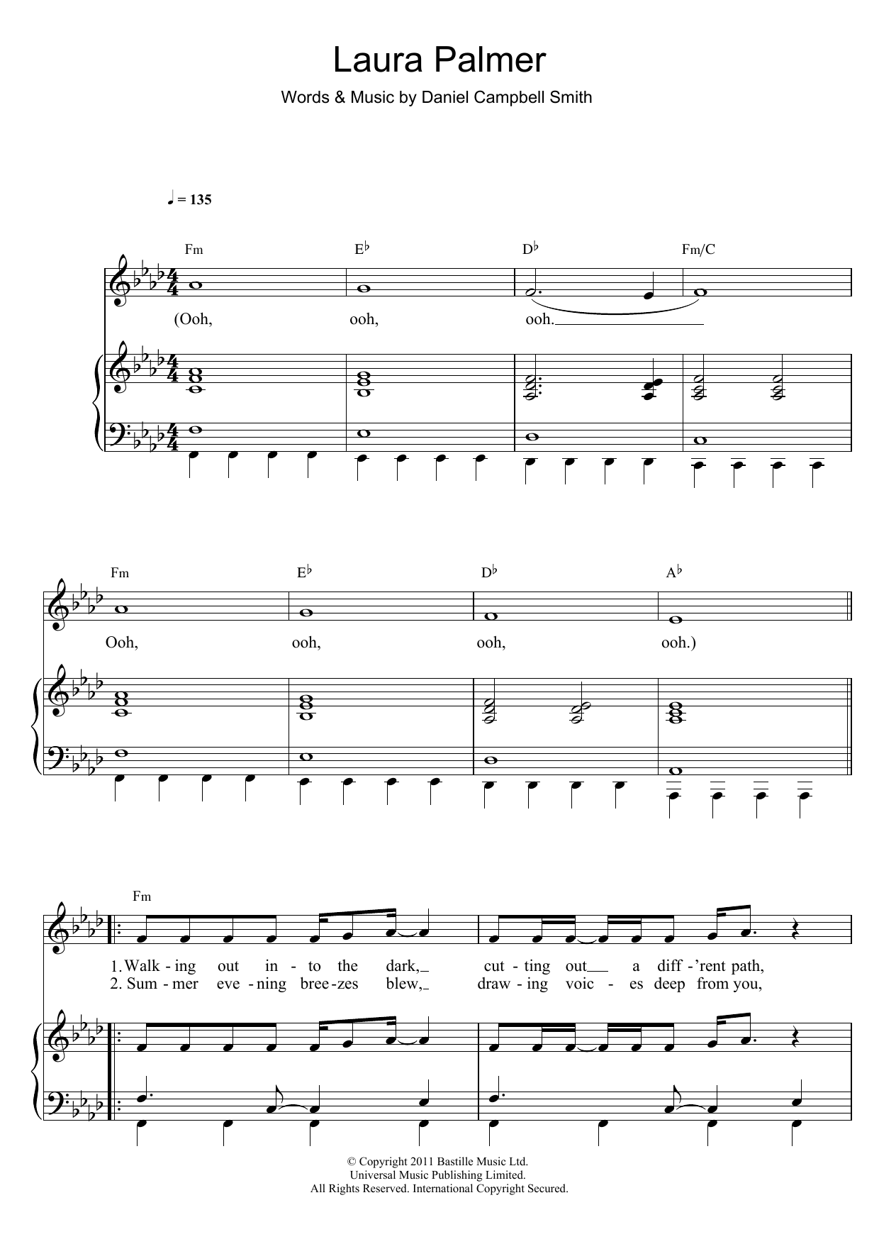 Laura Palmer (Piano, Vocal & Guitar Chords) von Bastille