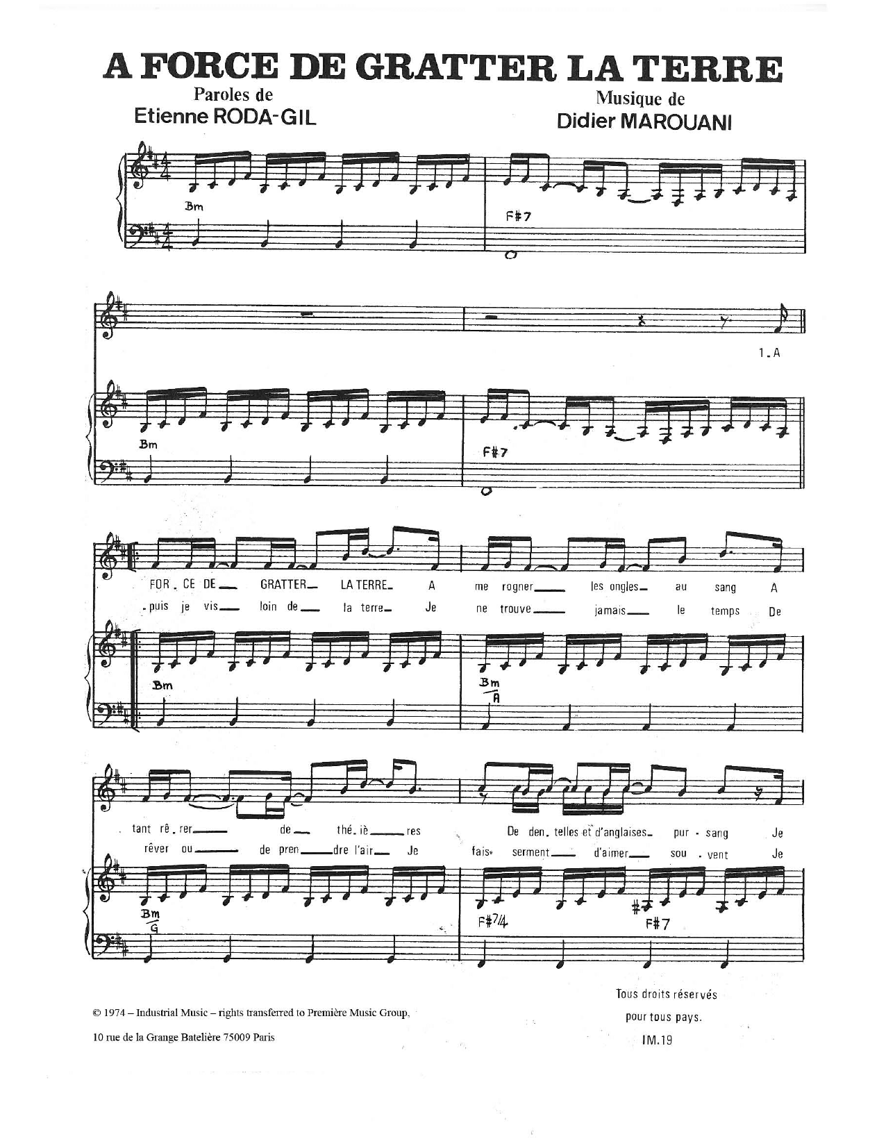A Force De Gratter La Terre (Piano & Vocal) von Didier Marouani