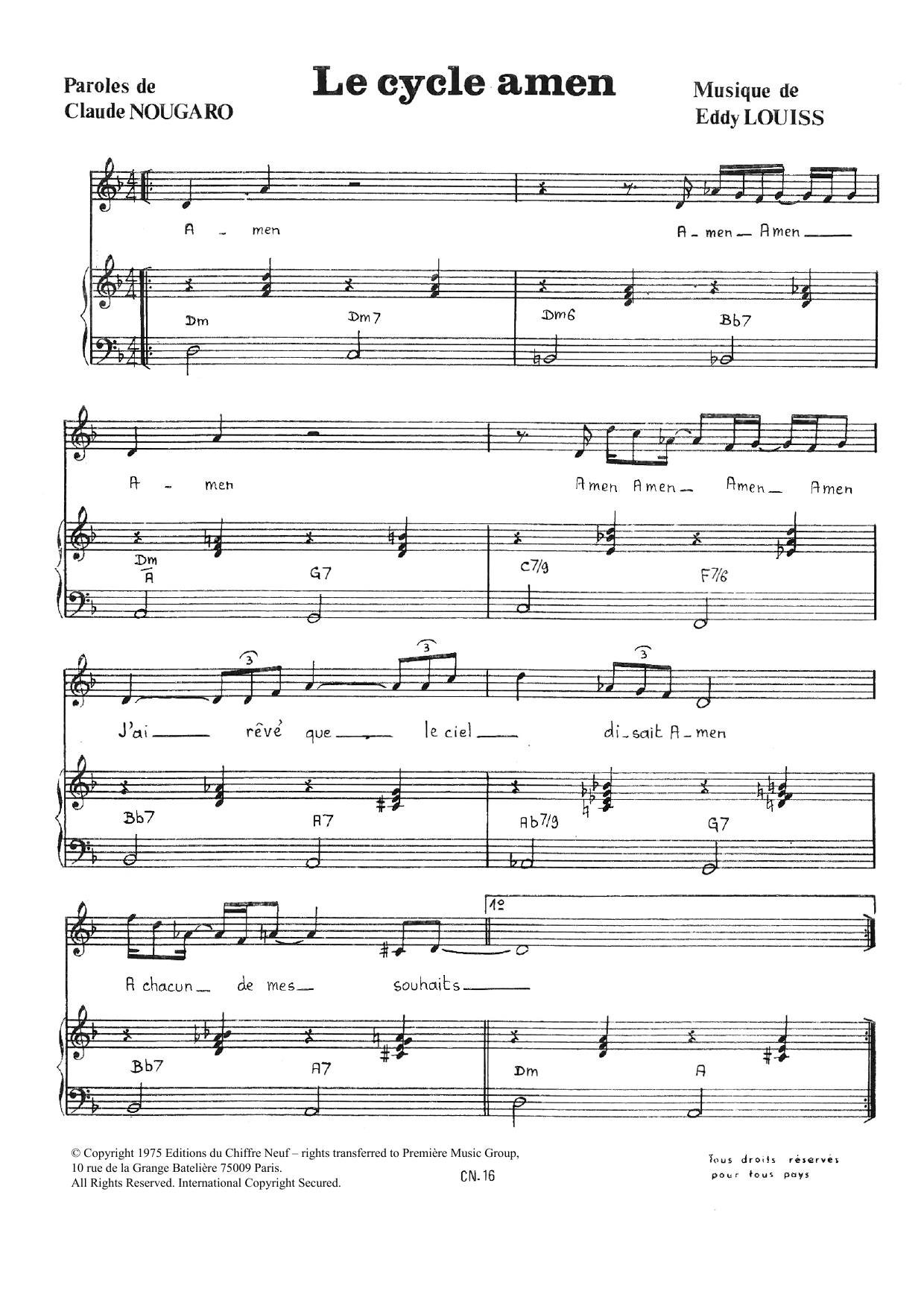 Cycle Amen (Piano & Vocal) von Claude Nougaro