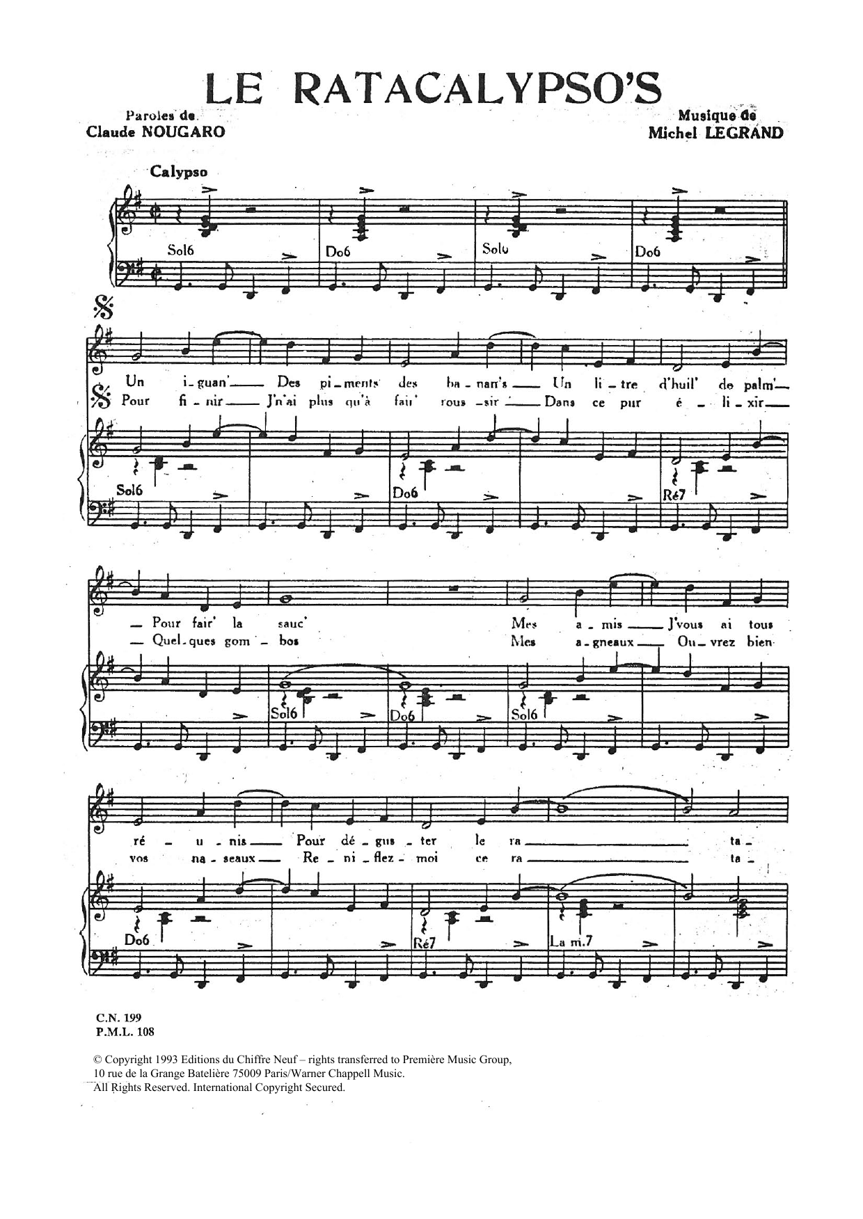 Ratacalypso's (Piano & Vocal) von Claude Nougaro