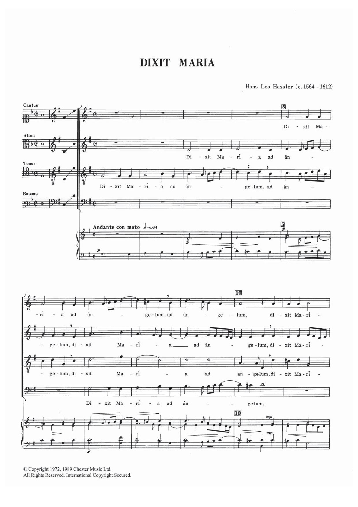 Dixit Maria (SATB Choir) von Hans Leo Hassler