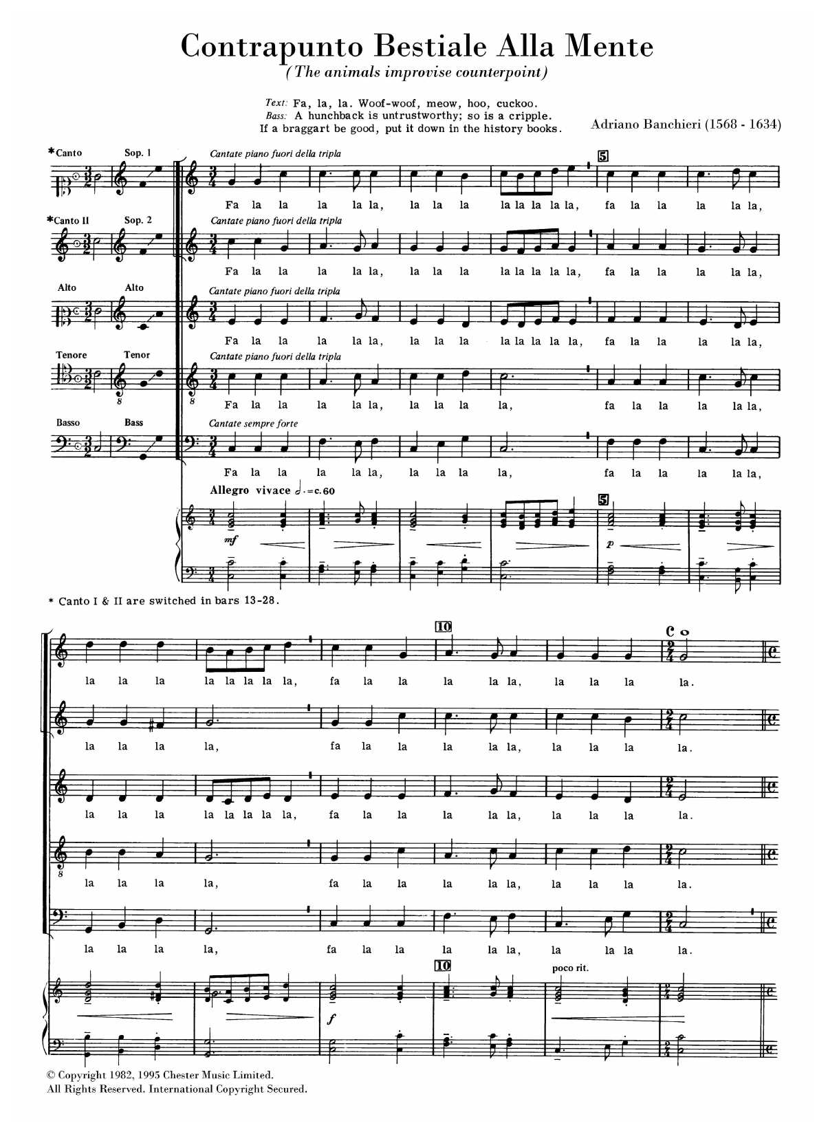 Contrapunto Bestiale (arr. Anthony Petti) (SATB Choir) von Adriano Banchieri