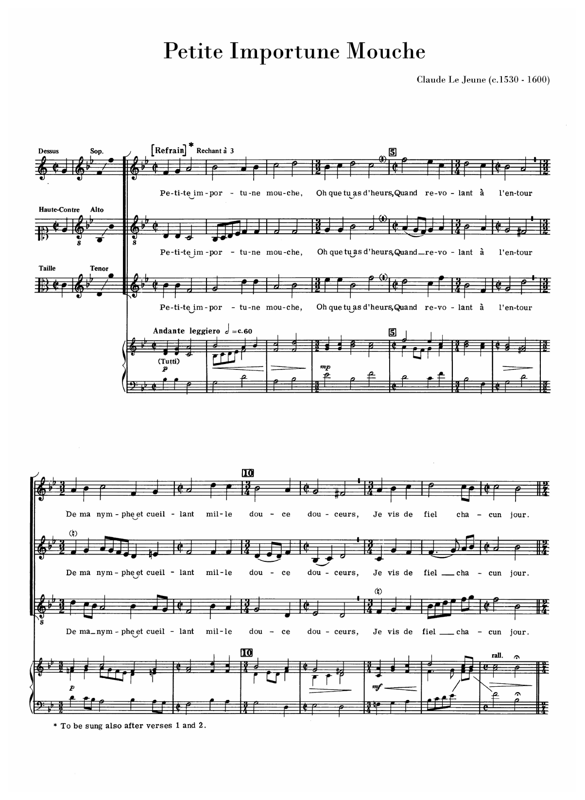 Petite Importune Mouche (arr. Anthony Petti) (SAT Choir) von Claude Le Jeune