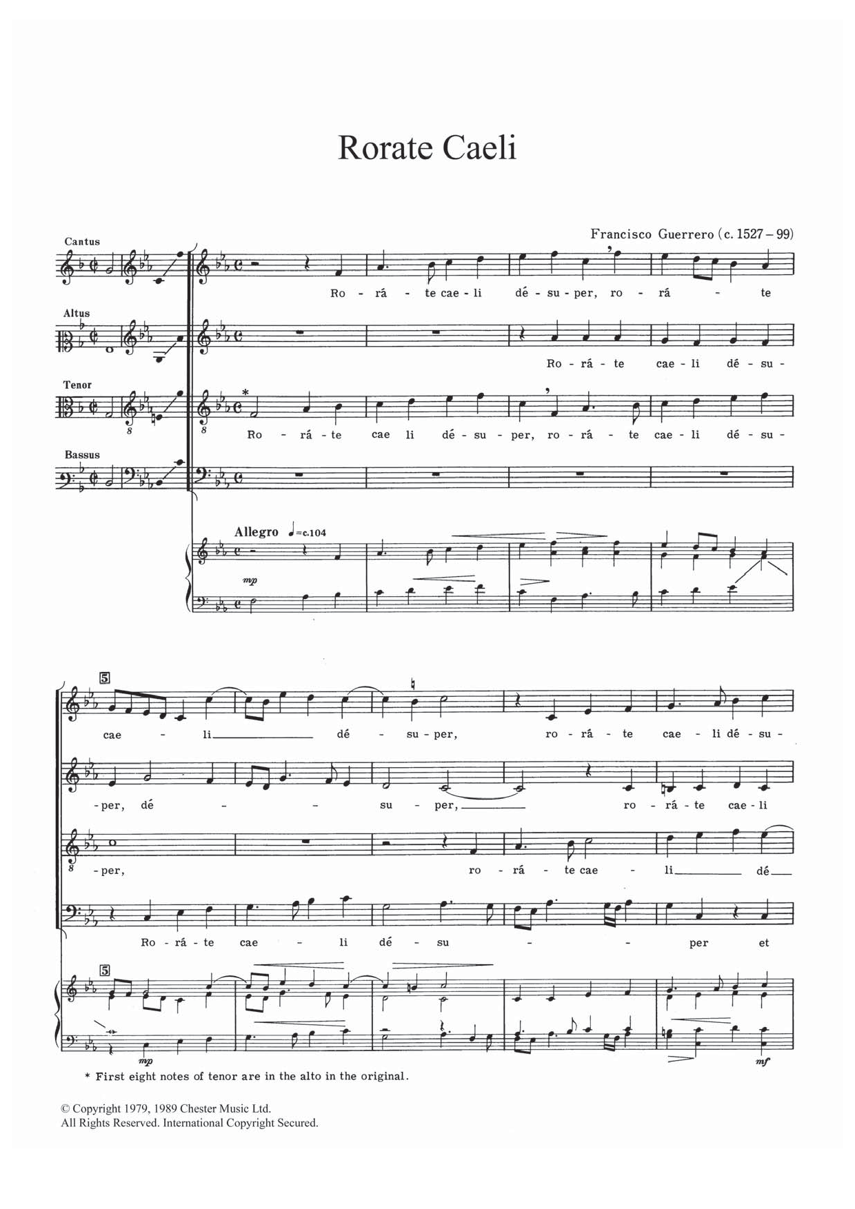 Rorate Caeli (SATB Choir) von Francisco Guerrero
