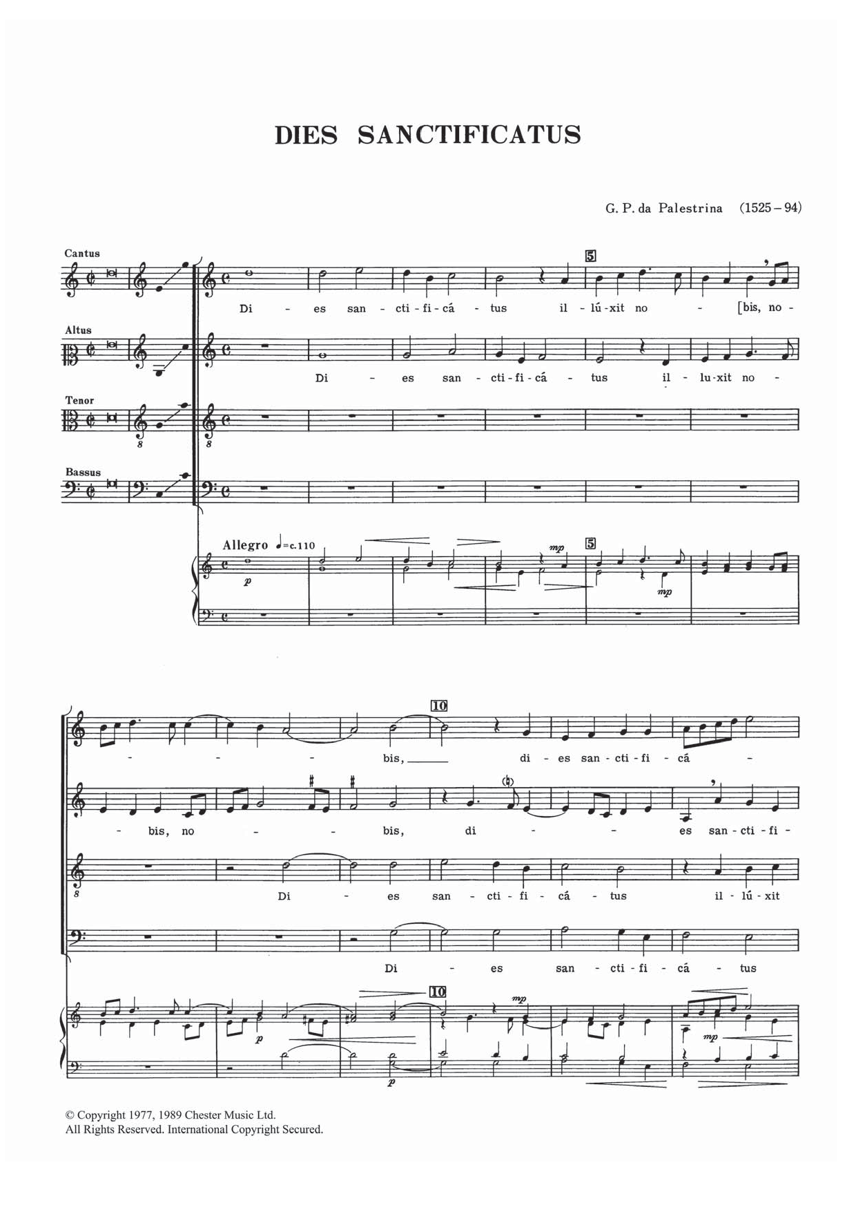 Dies Sanctificatus (SATB Choir) von Giovanni Palestrina