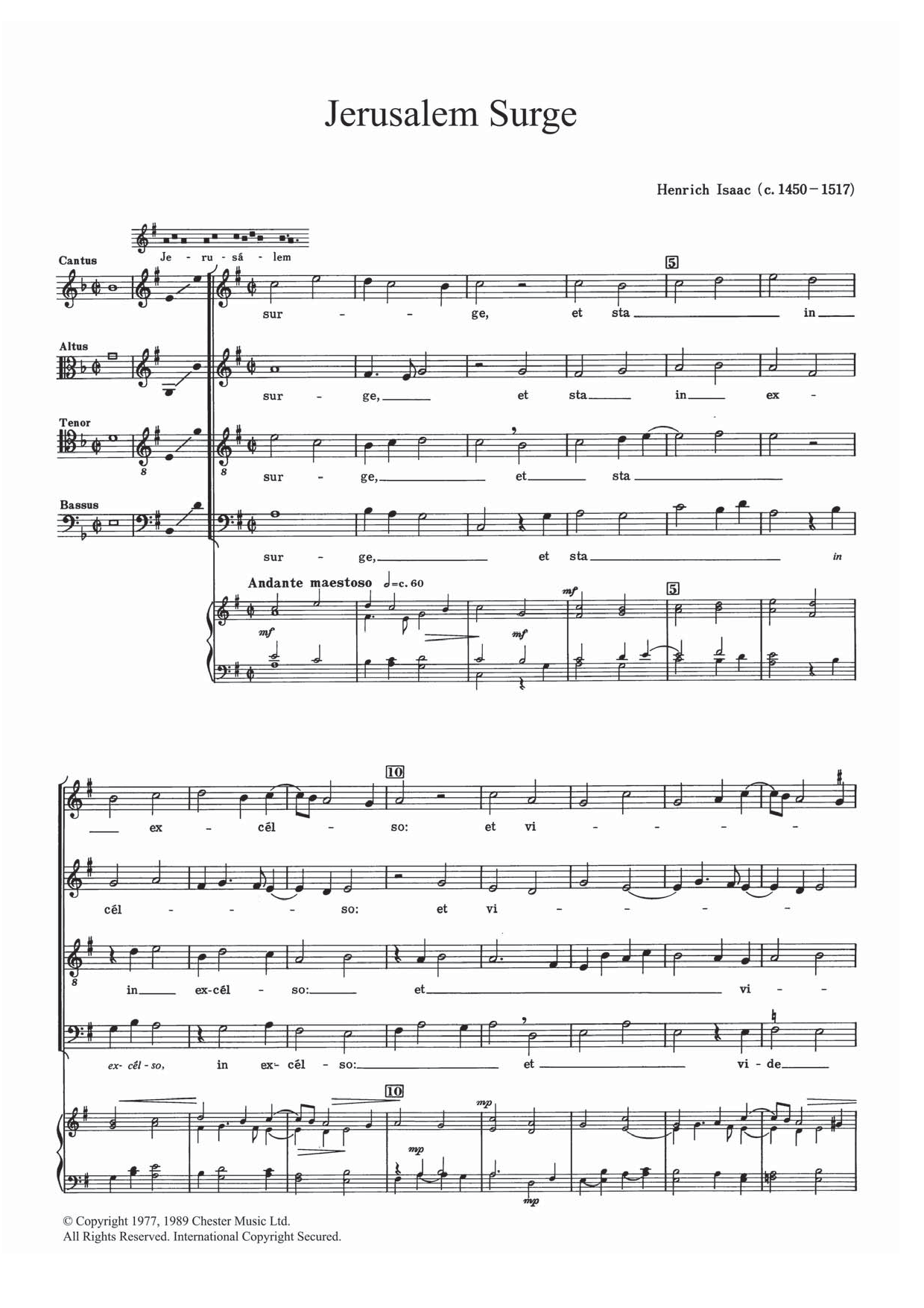 Jerusalem Surge (SATB Choir) von Heinrich Isaac