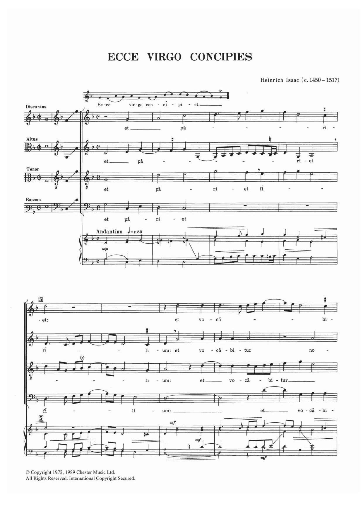Ecce Virgo Concipies (SATB Choir) von Heinrich Isaac