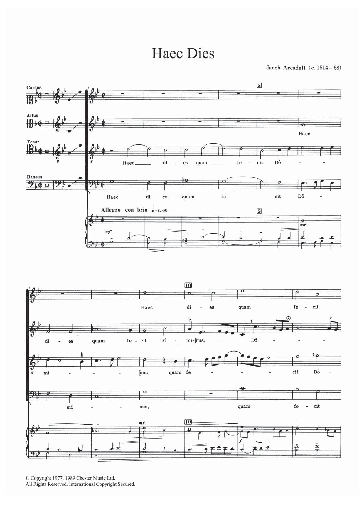 Haec Dies (SATB Choir) von Jacob Arcadelt
