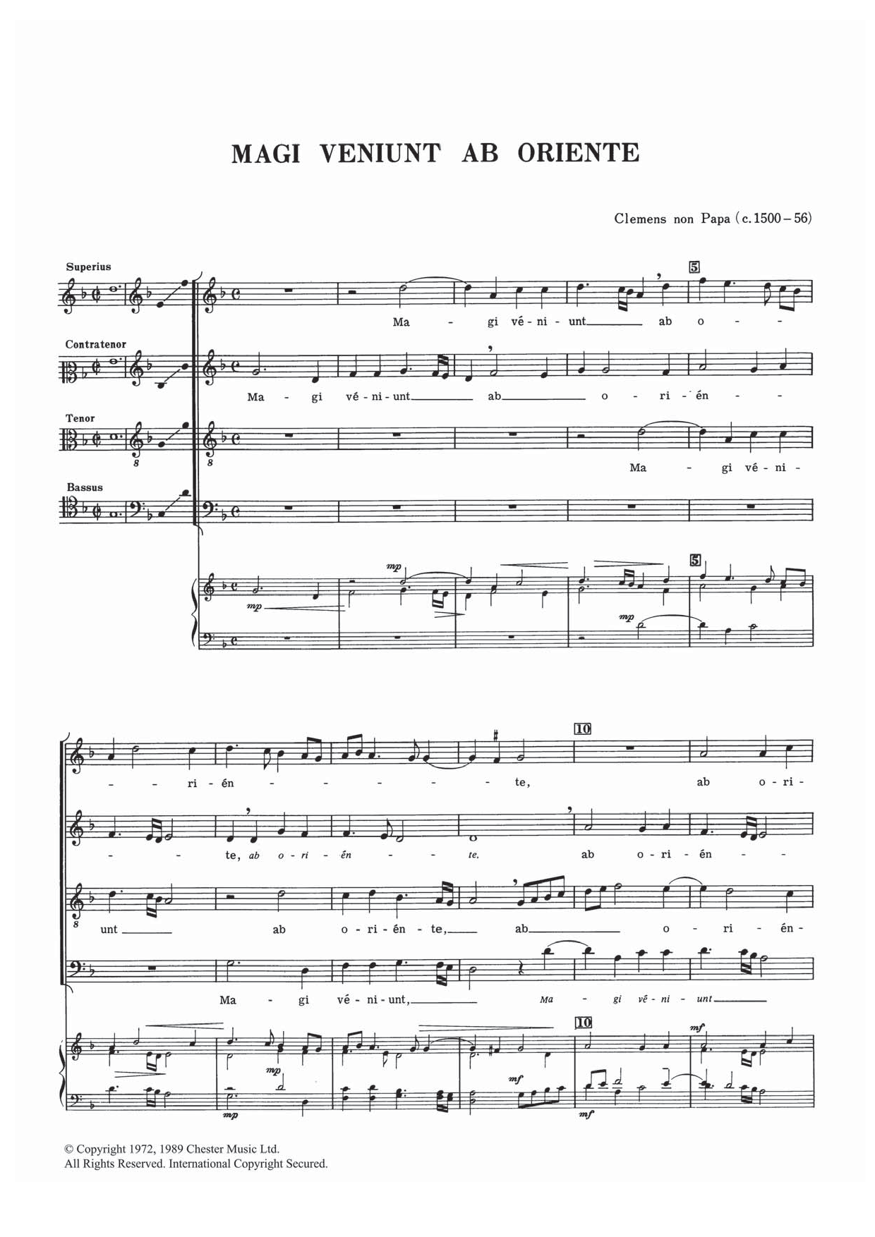 Magi Veniunt Ab Oriente (SATB Choir) von Jacob Clemens Non Papa