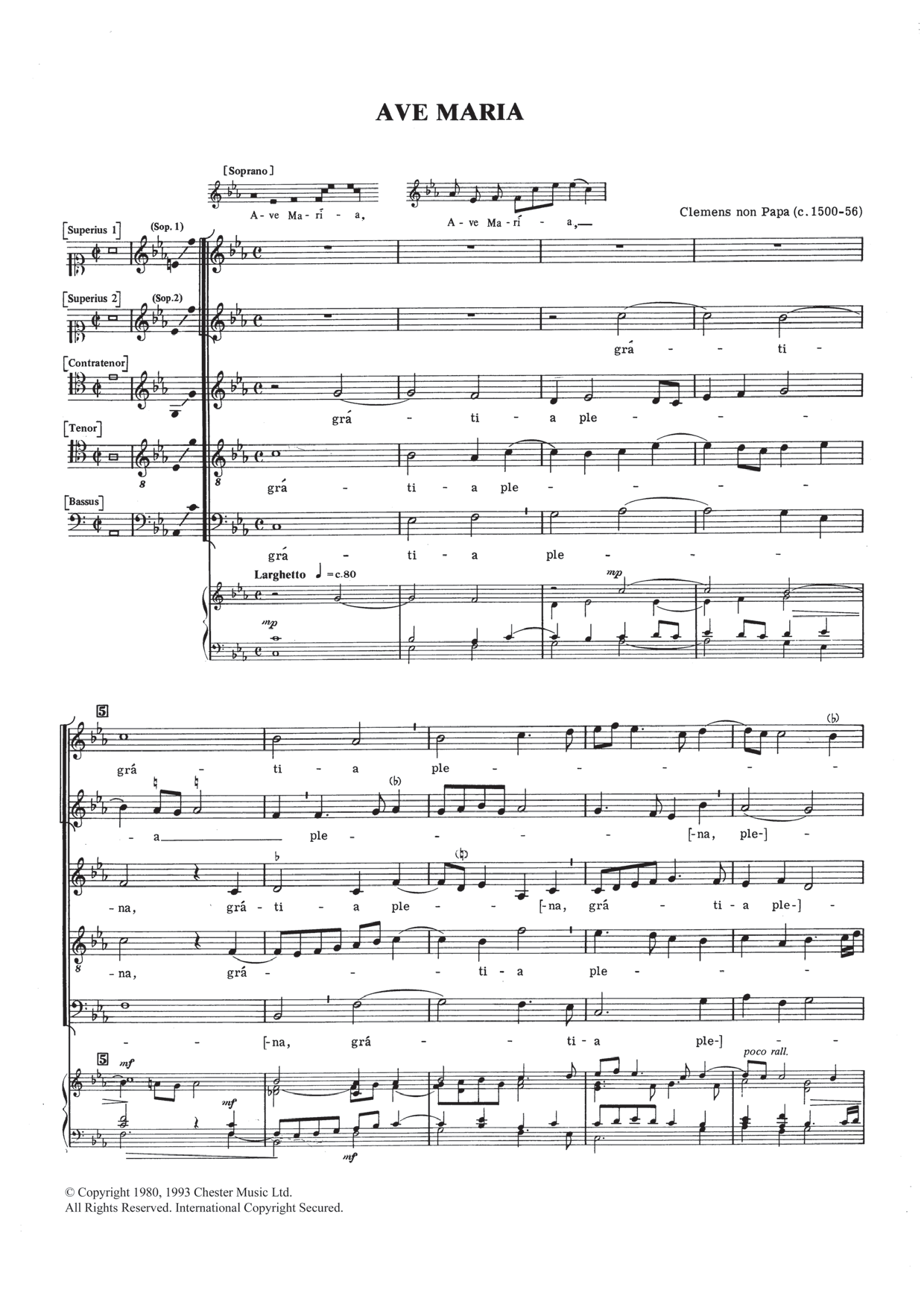 Ave Maria (SATB Choir) von Jacob Clemens Non Papa