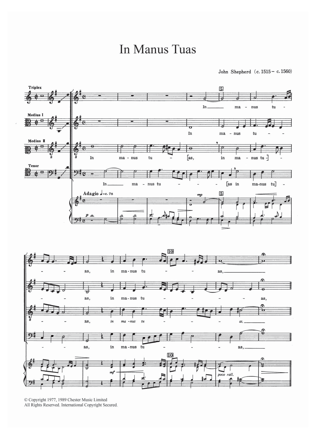In Manus Tuas (SATB Choir) von John Shepherd