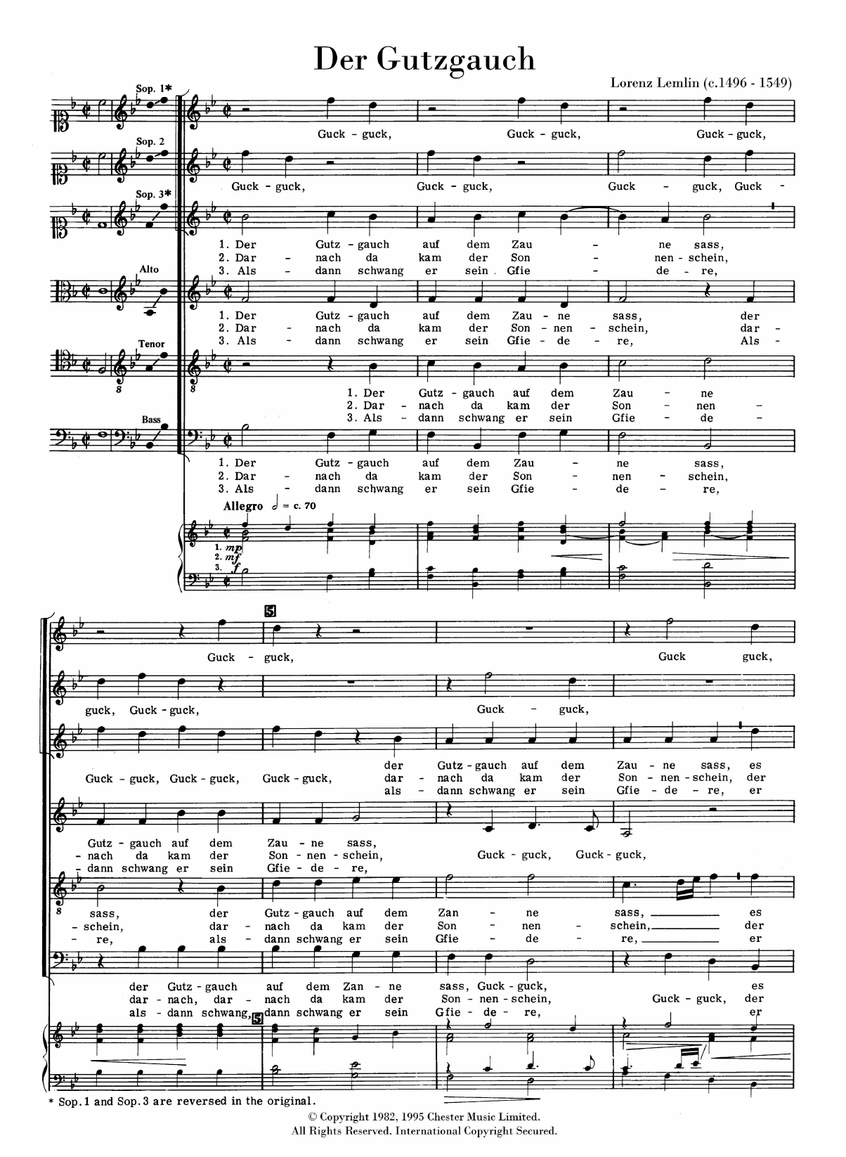Der Gutzgauch (SATB Choir) von Lorenz Lemlin