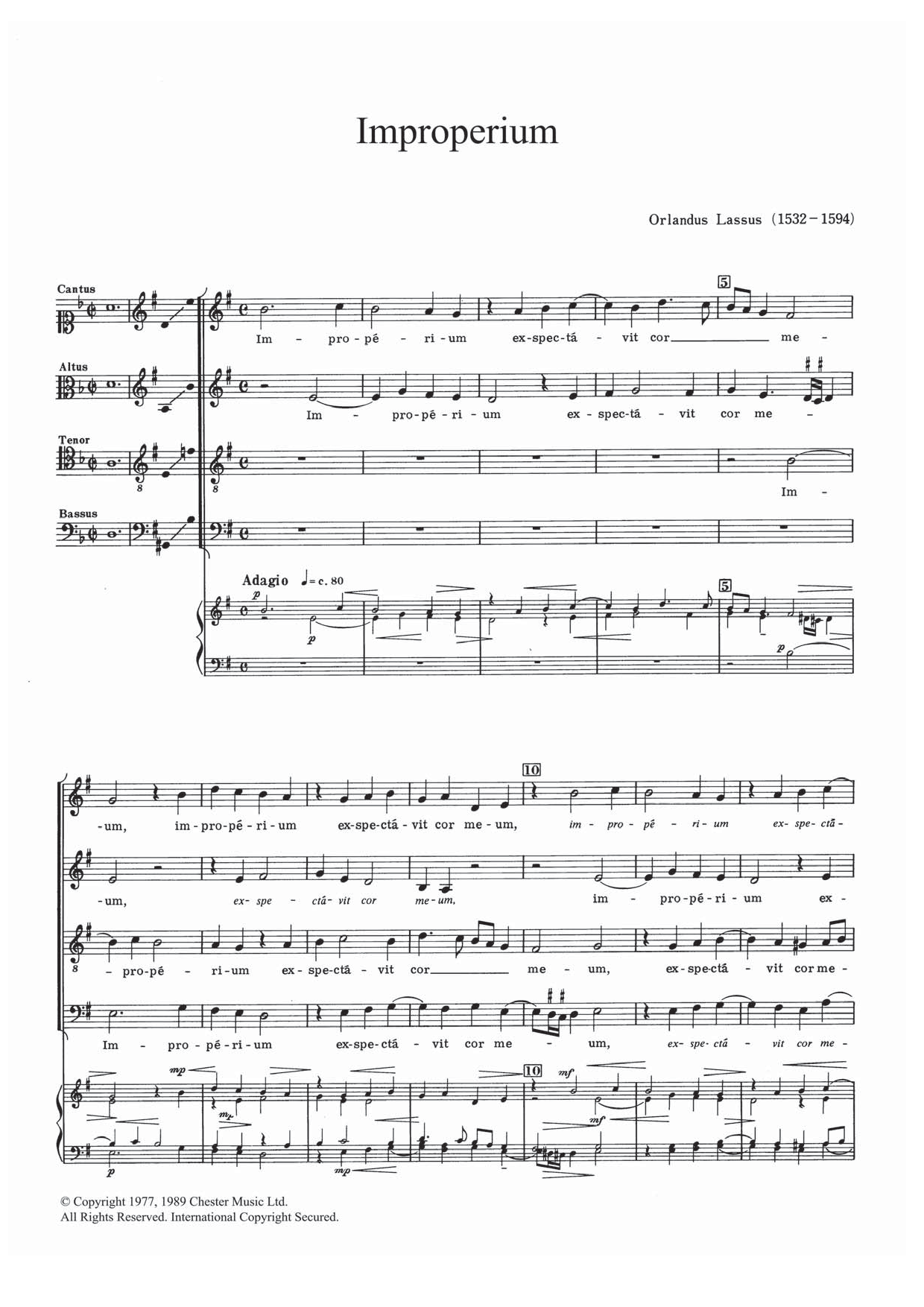 Improperium (SATB Choir) von Orlandus Lassus