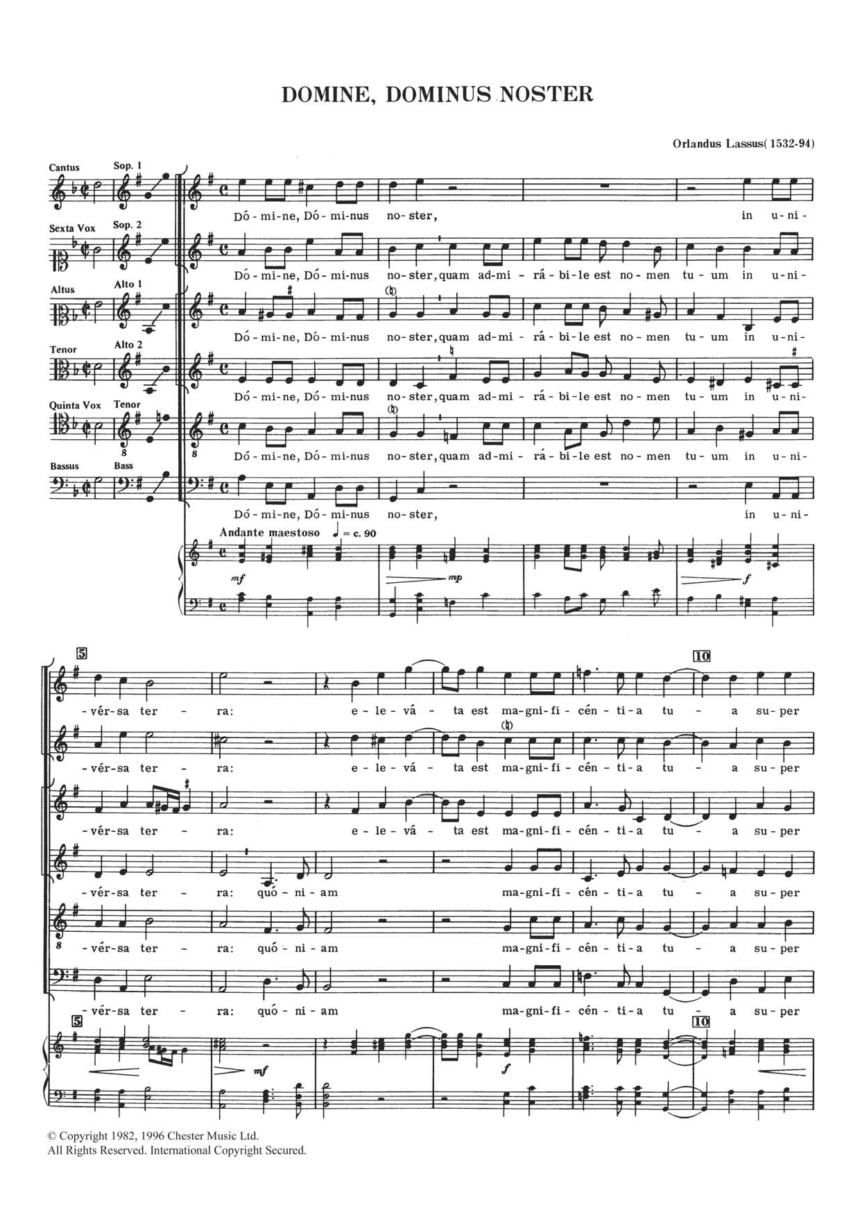 Domine, Dominus Noster (SATB Choir) von Orlandus Lassus