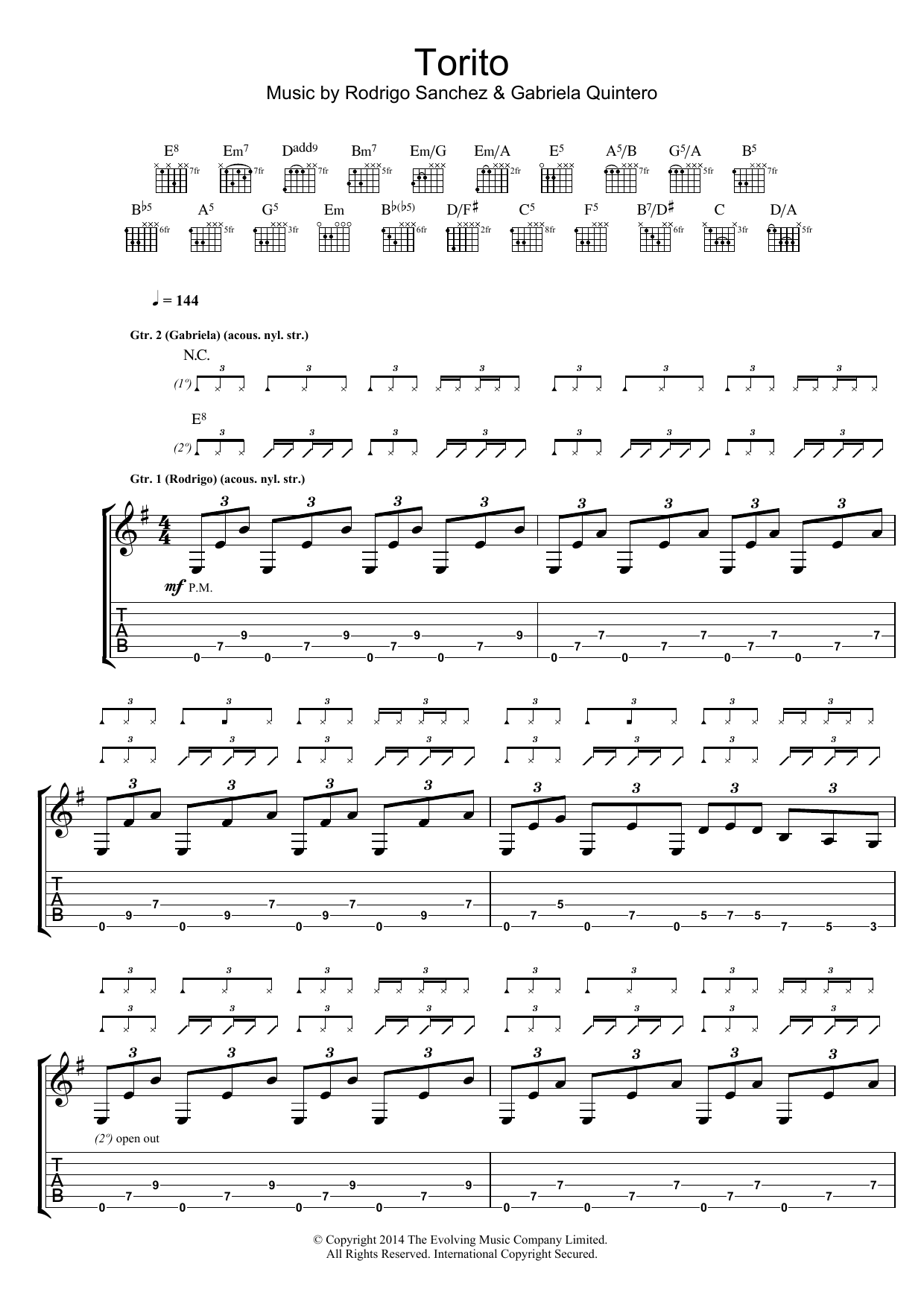 Torito (Guitar Tab) von Rodrigo y Gabriela