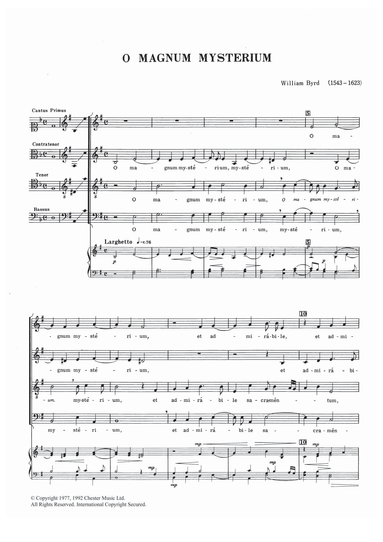 O Magnum Mysterium (SATB Choir) von William Byrd