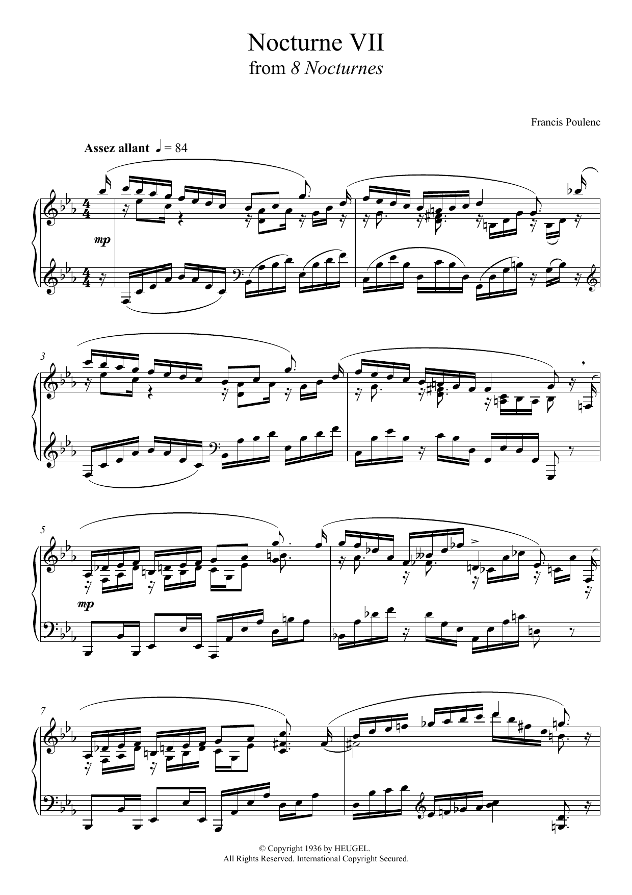 8 Nocturnes - VII. (Assez Allant) (Piano Solo) von Francis Poulenc