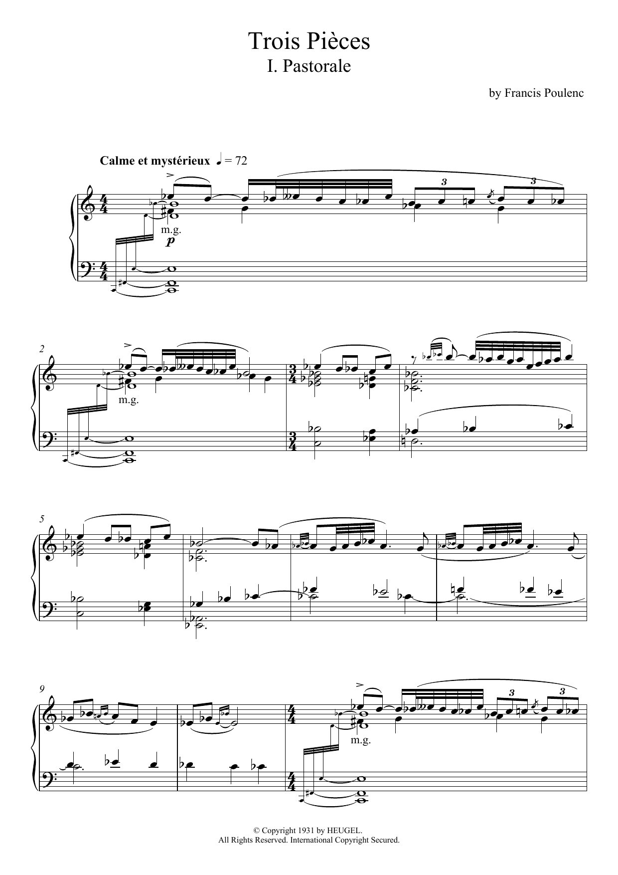 Trois Pieces - I. Pastorale (Piano Solo) von Francis Poulenc