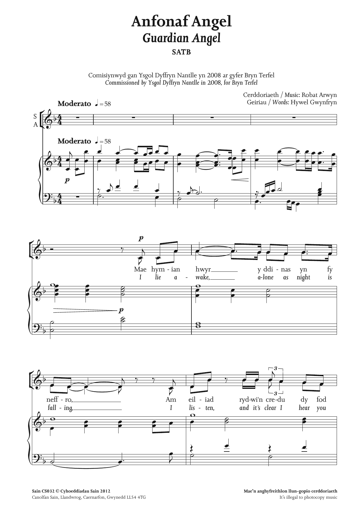 Anfonaf Angel (Guardian Angel) (SATB Choir) von Robat Arwyn