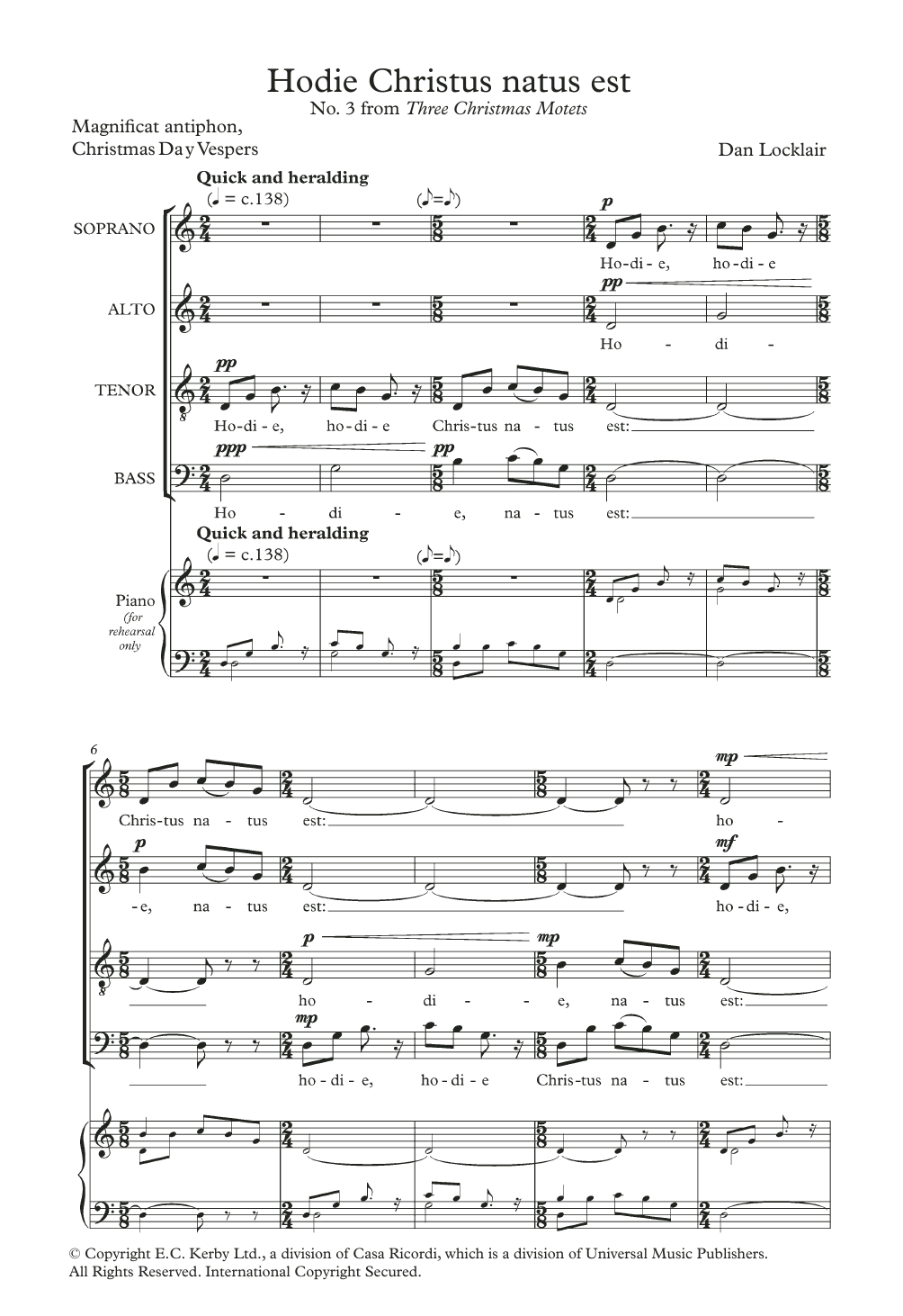 Hodie Christus Natus Est (SATB Choir) von Dan Locklair