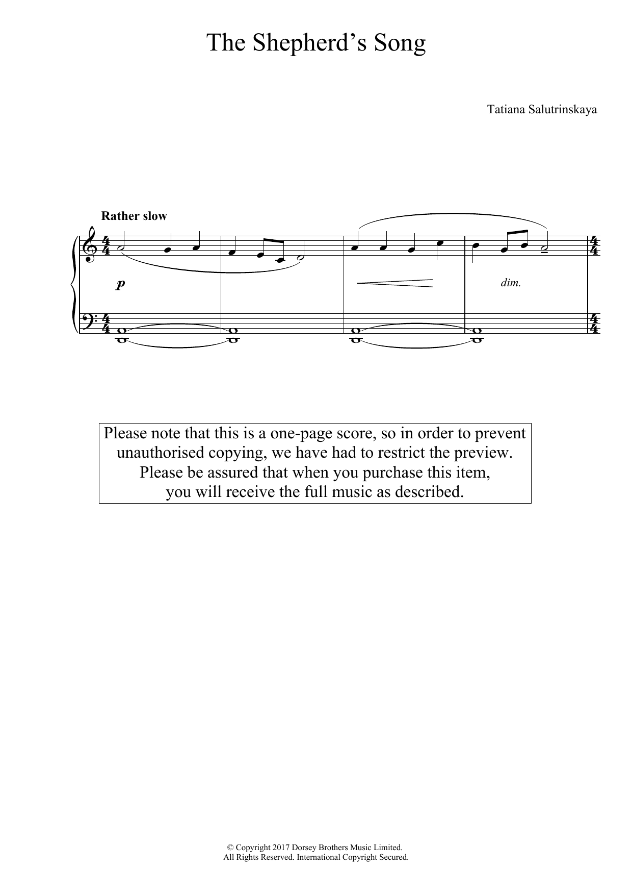 The Shepherd's Song (Easy Piano) von Tatiana Salutrinskaya