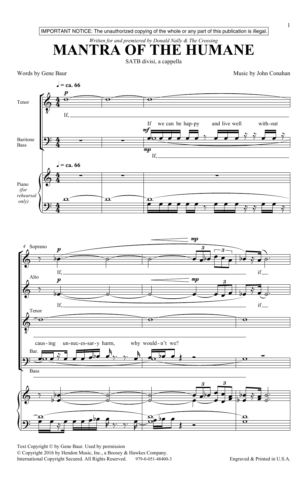 Mantra Of The Humane (SATB Choir) von John Conahan