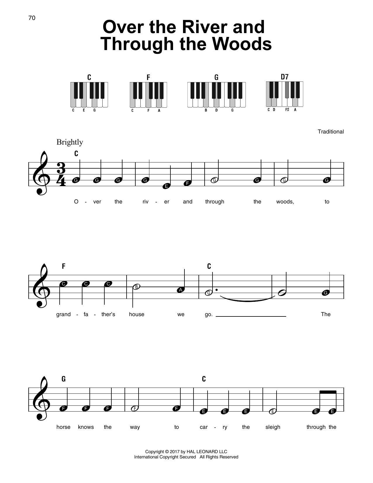 Over The River And Through The Woods (Super Easy Piano) von Traditional