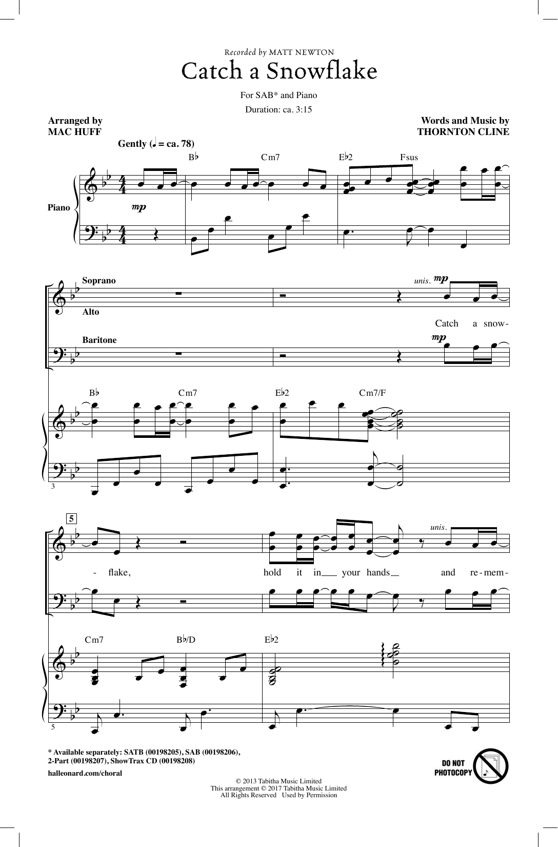 Catch A Snowflake (SAB Choir) von Mac Huff