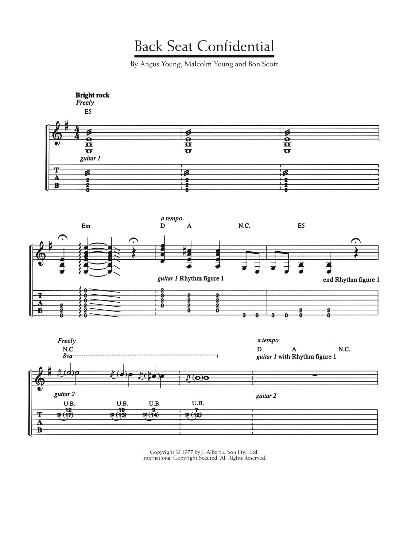 Back Seat Confidential (Guitar Tab) von AC/DC