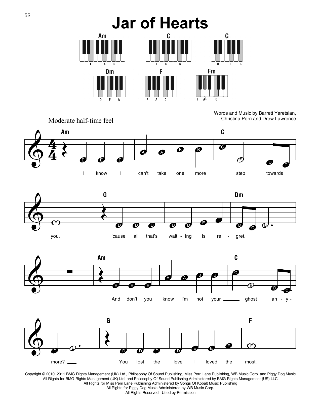 Jar Of Hearts (Super Easy Piano) von Christina Perri