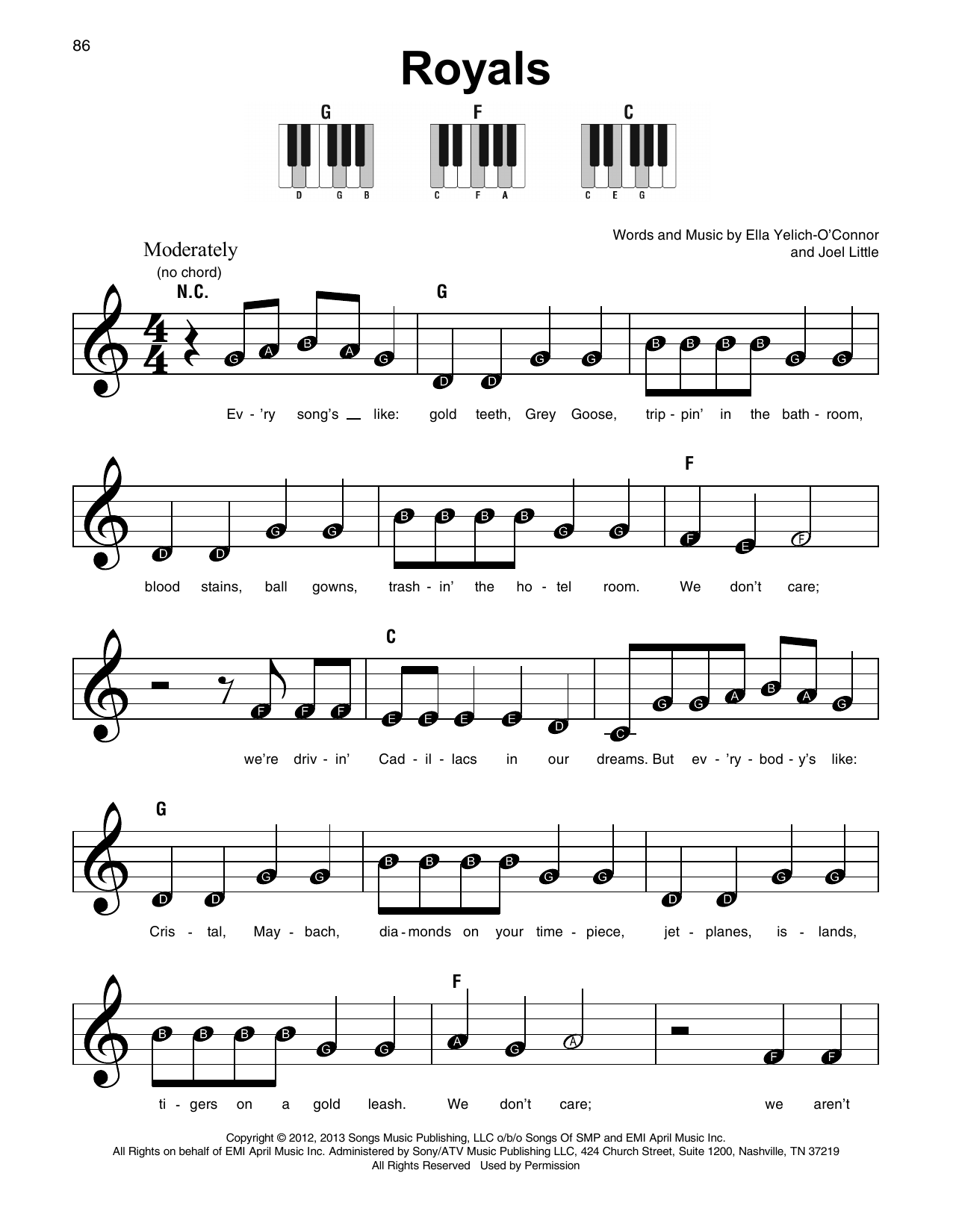 Royals (Super Easy Piano) von Lorde