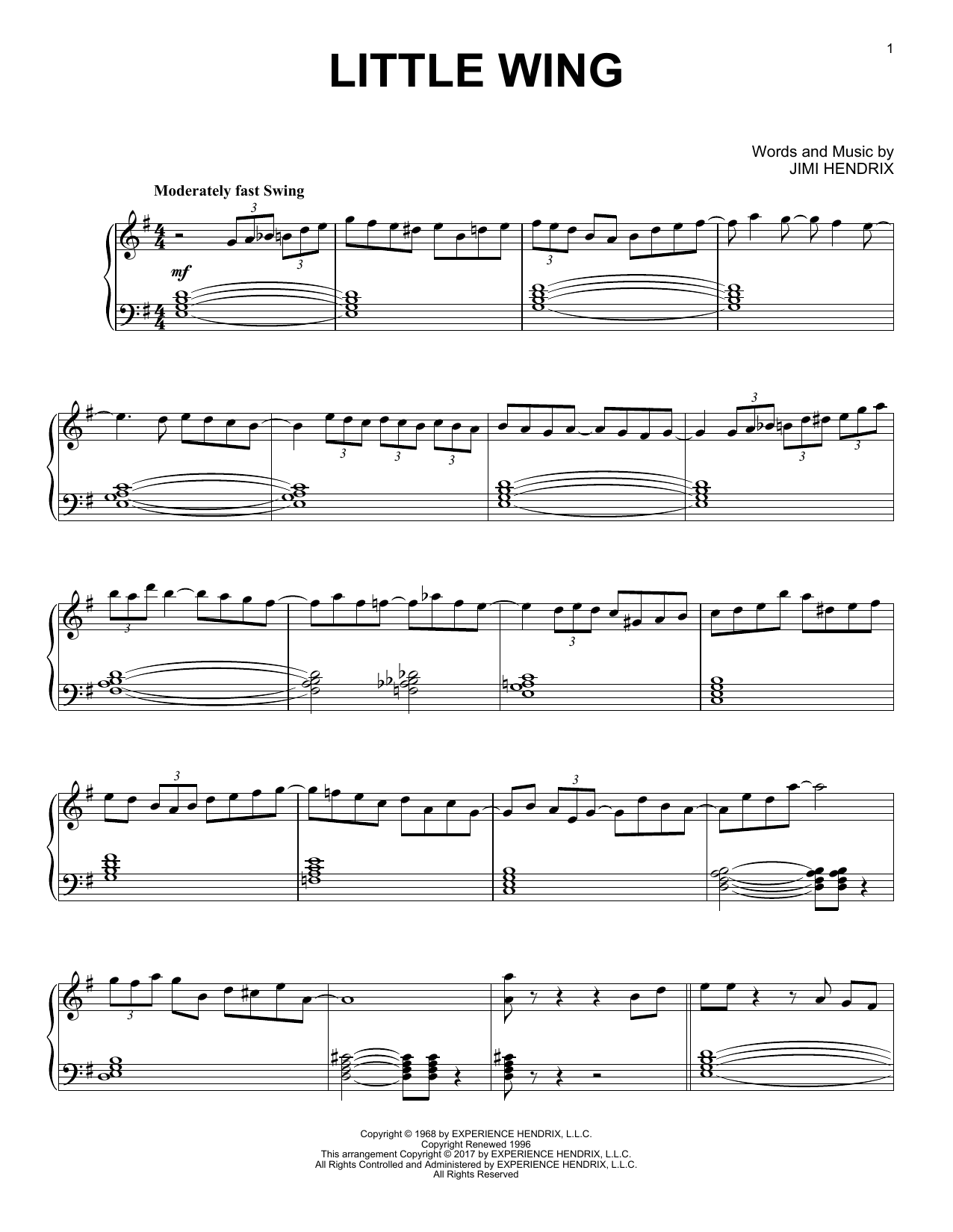 Little Wing [Jazz version] (Piano Solo) von Jimi Hendrix