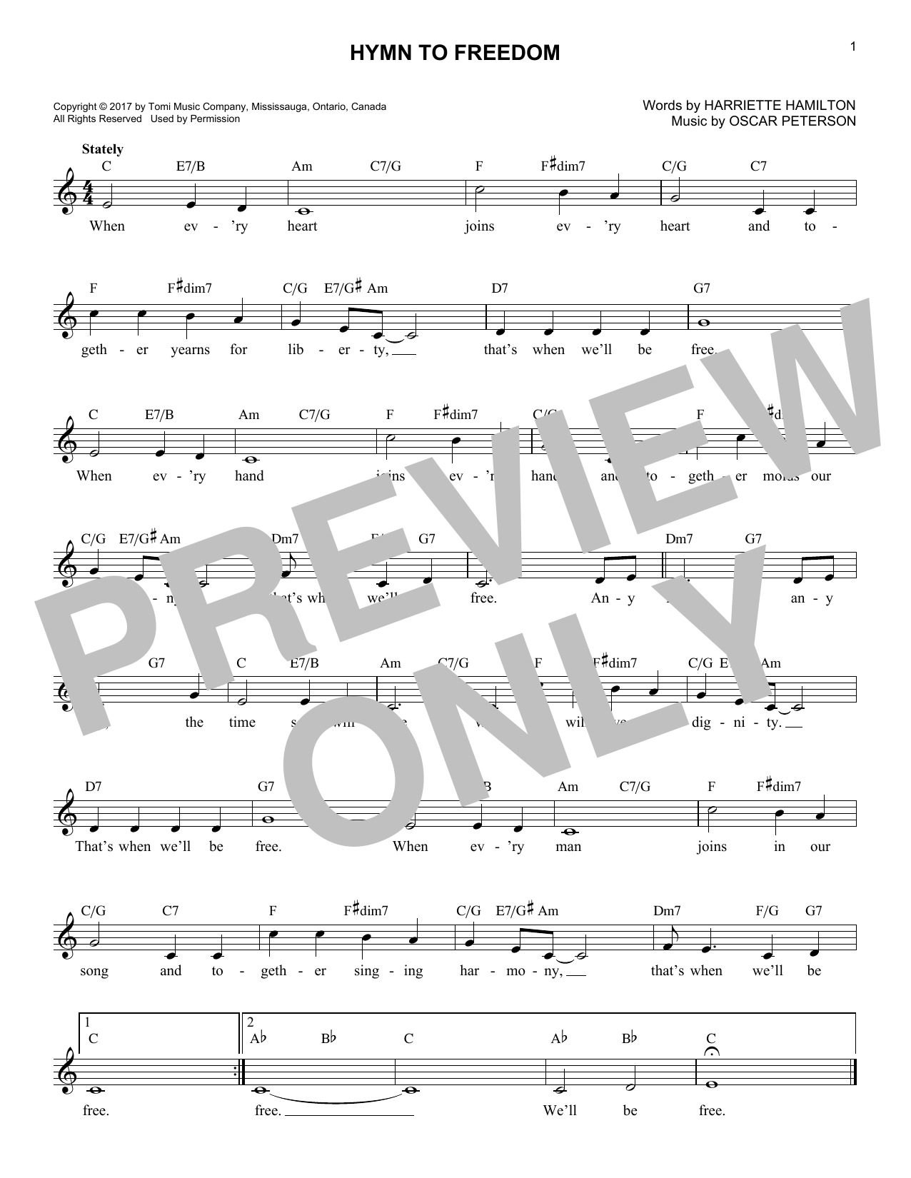 Hymn To Freedom (Lead Sheet / Fake Book) von Oscar Peterson